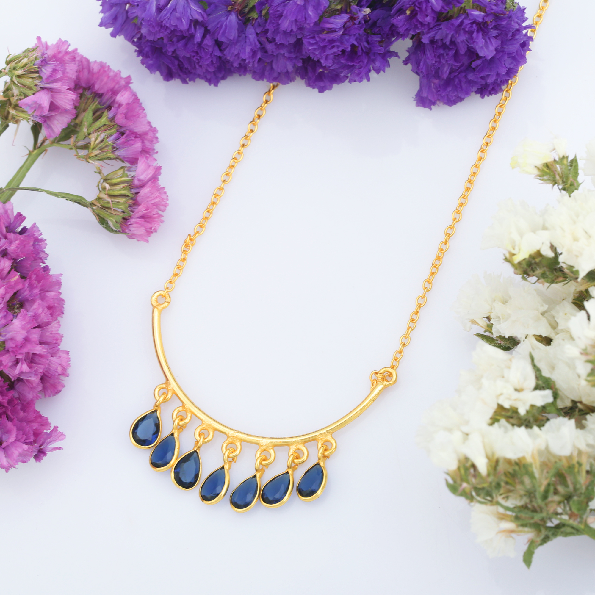 Light Luxury Fashion 18k Real Gold Plated Pear Stone Shape Necklaces With Chain Simple Top Quality (VVJGN 05)