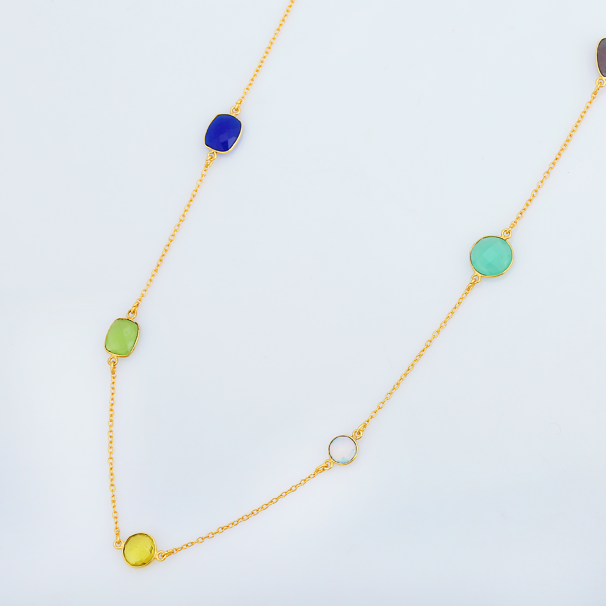 Cute and Classic Design Multi Stones 925 Sterling Silver Necklaces for Women and Girls Available (VVJGN 07)