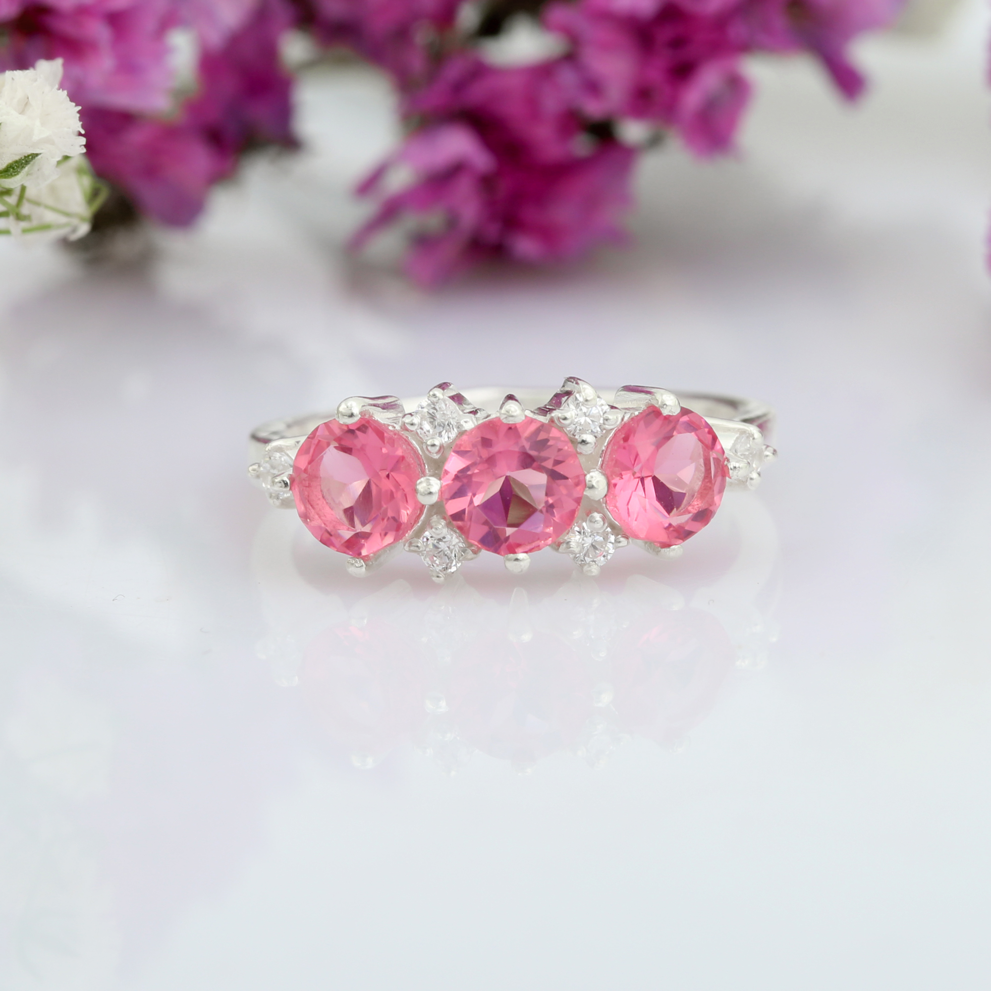 Top Hydro Pink Tourmaline Fashionable Attractive CZ Ring 925 Sterling Silver for Women and Girl (VVJGR 05)