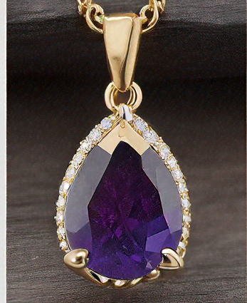 Luxury Women's Wedding Jewelry Water Drop Gemstone Necklace Blue Natural Amethyst Pendant Diamond Pearl Silver Chains Lover's (VVJGN 20)