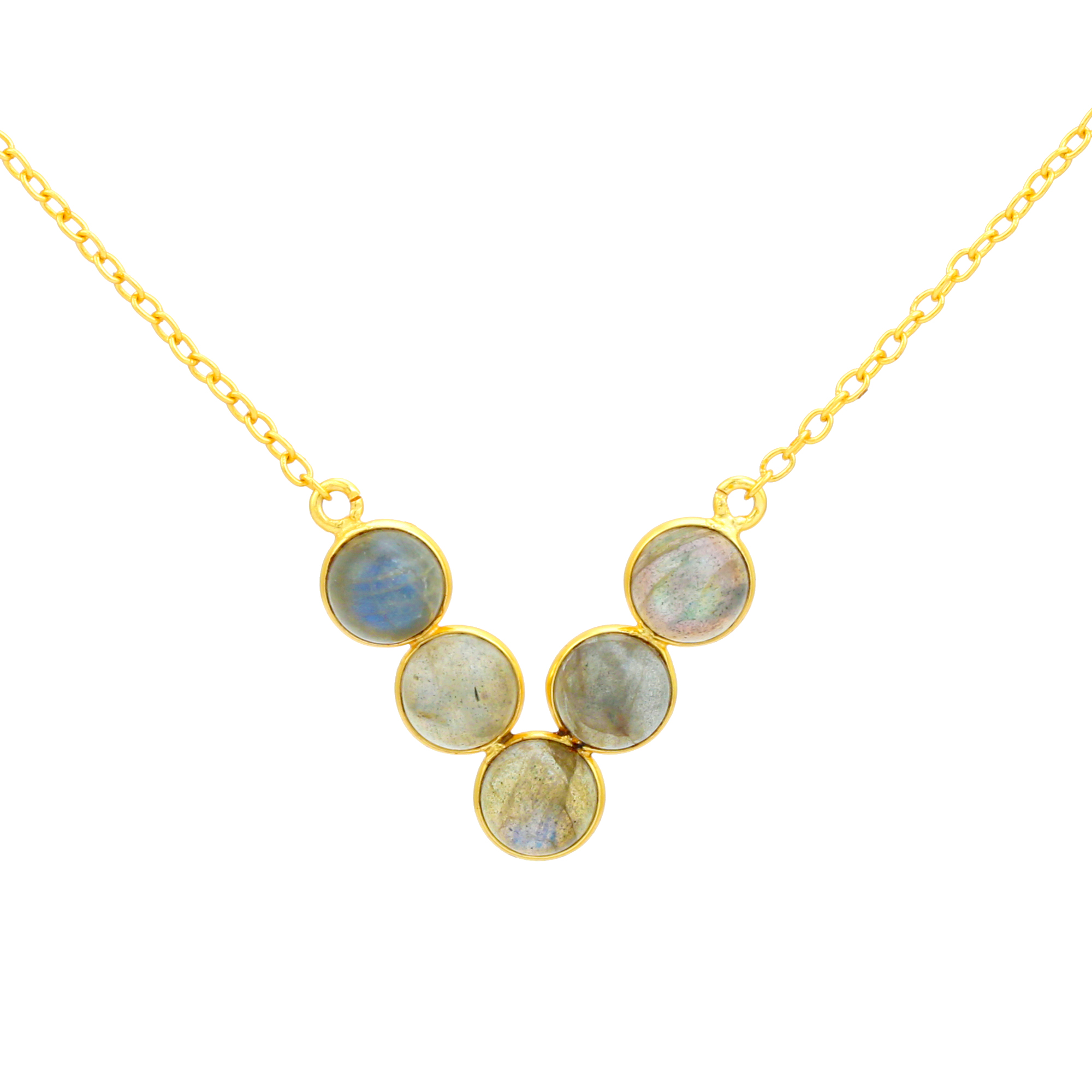 18k Gold Plated Necklace Labradorite With Chain Party Wear 925 Sterling Silver Pendant Necklace (VVJGN 10)