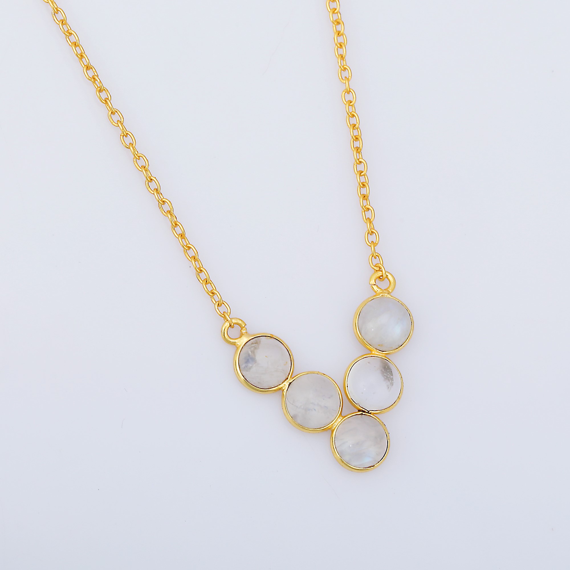 925 Sterling Silver Necklaces with Natural White Rainbow Gold Plated Pendant Chain Cute Style Luxury Accent (VVJGN 09)