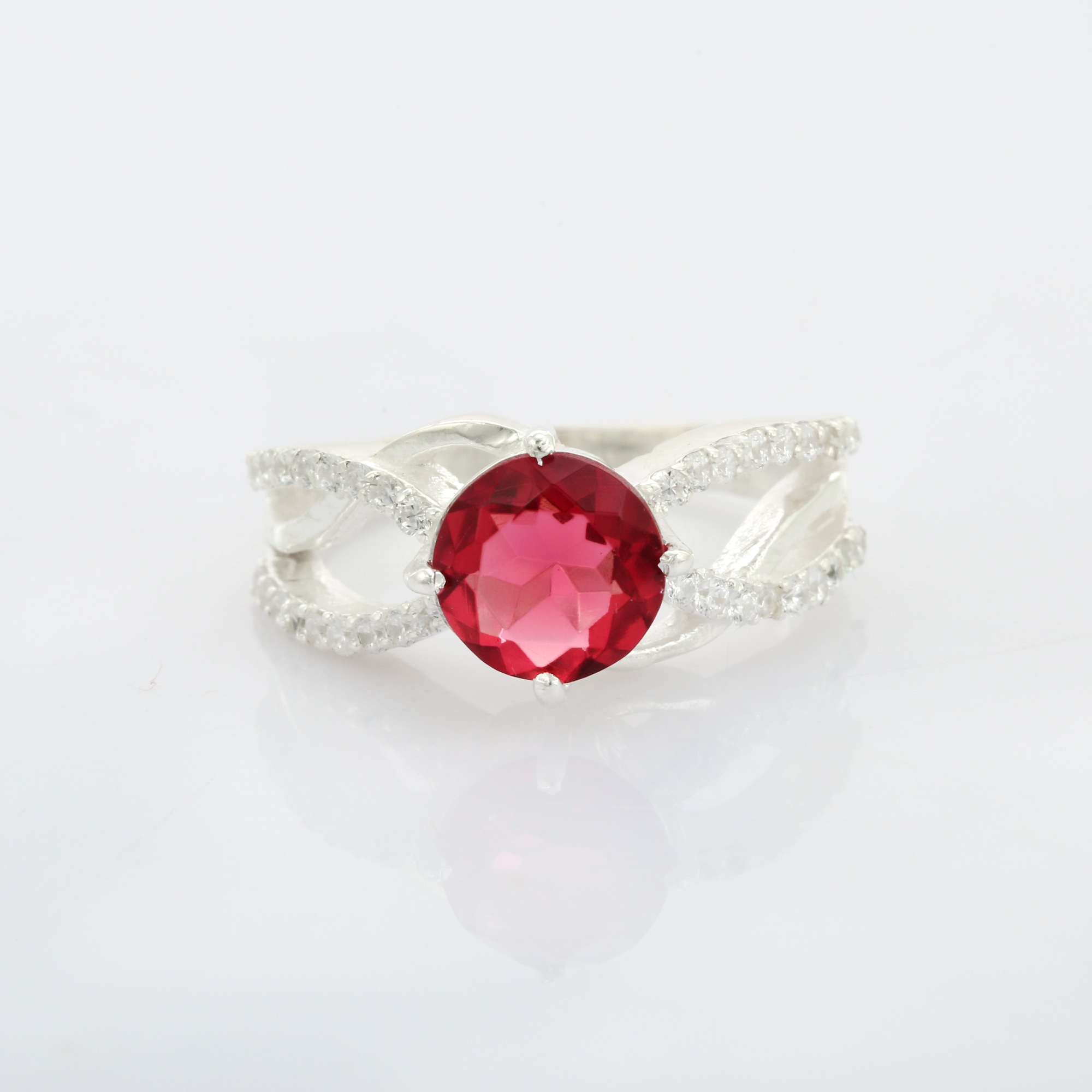 Top High Quality Cute Pink Tourmaline Zircon 925 Sterling Silver Wedding Ring for Women and Girls (VVJGR 11)