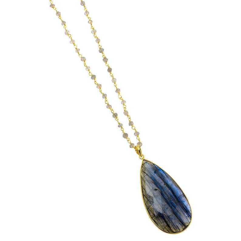 Natural Labradorite Gemstone 925 Sterling Silver Necklace Etsy Top 18k Gold Plated Earring (VVJGN 18)