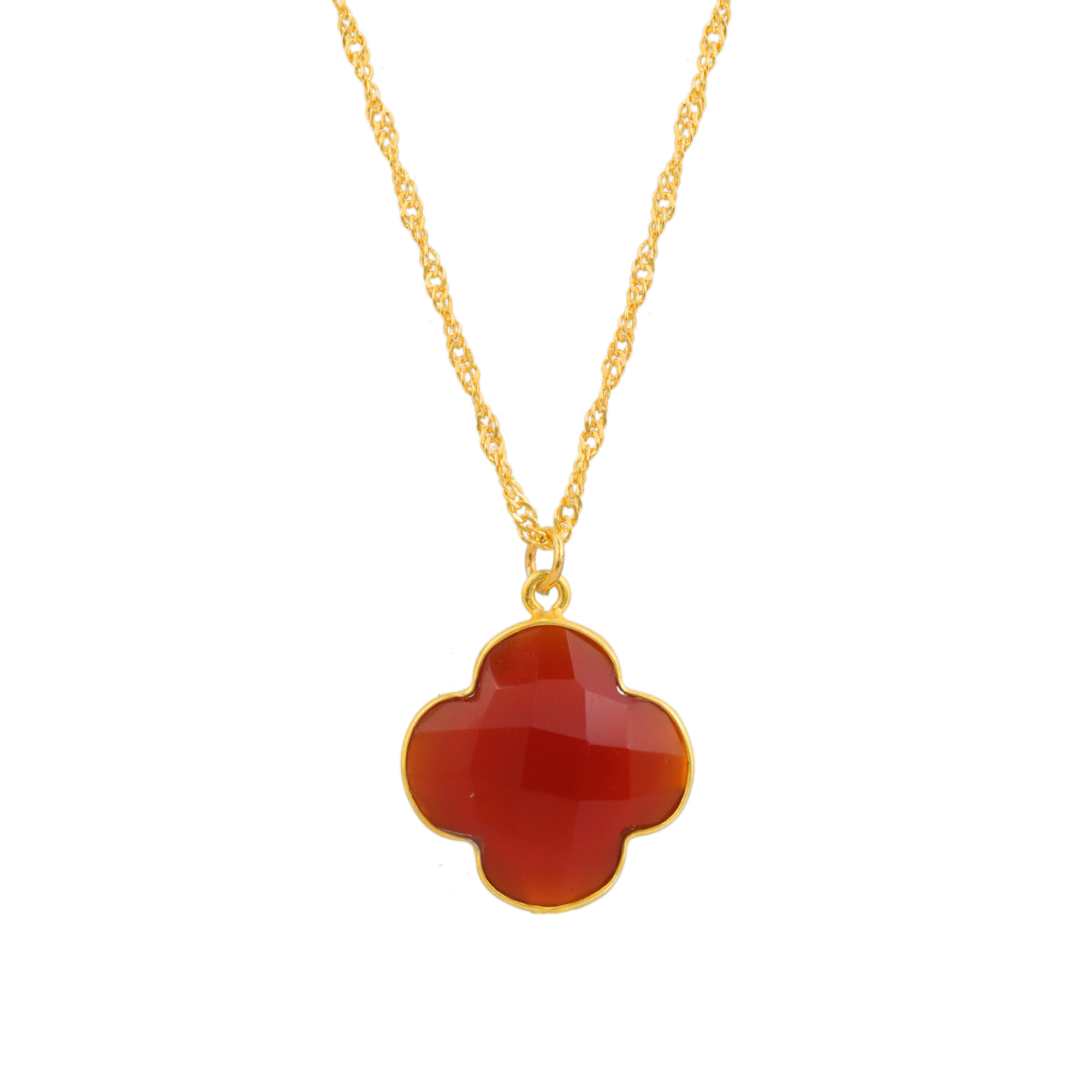 Hot Selling Red Coral Chalcedony Necklaces With Chain Fashion 925 Sterling Silver 18k Gold Plated (VVJGN 16)