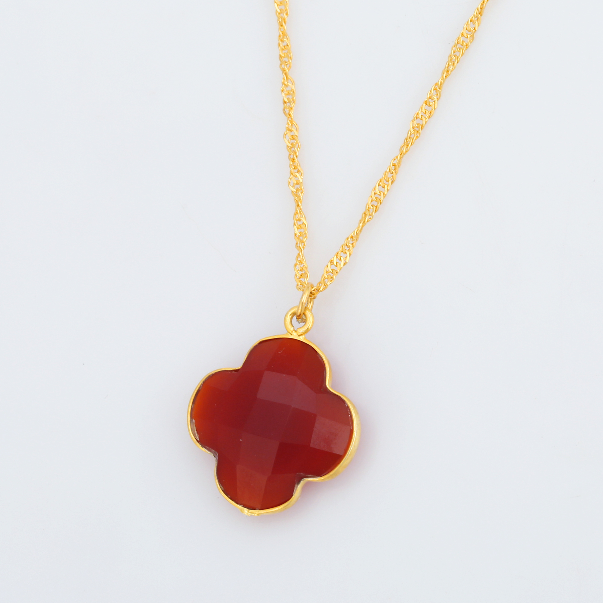 Hot Selling Red Coral Chalcedony Necklaces With Chain Fashion 925 Sterling Silver 18k Gold Plated (VVJGN 16)