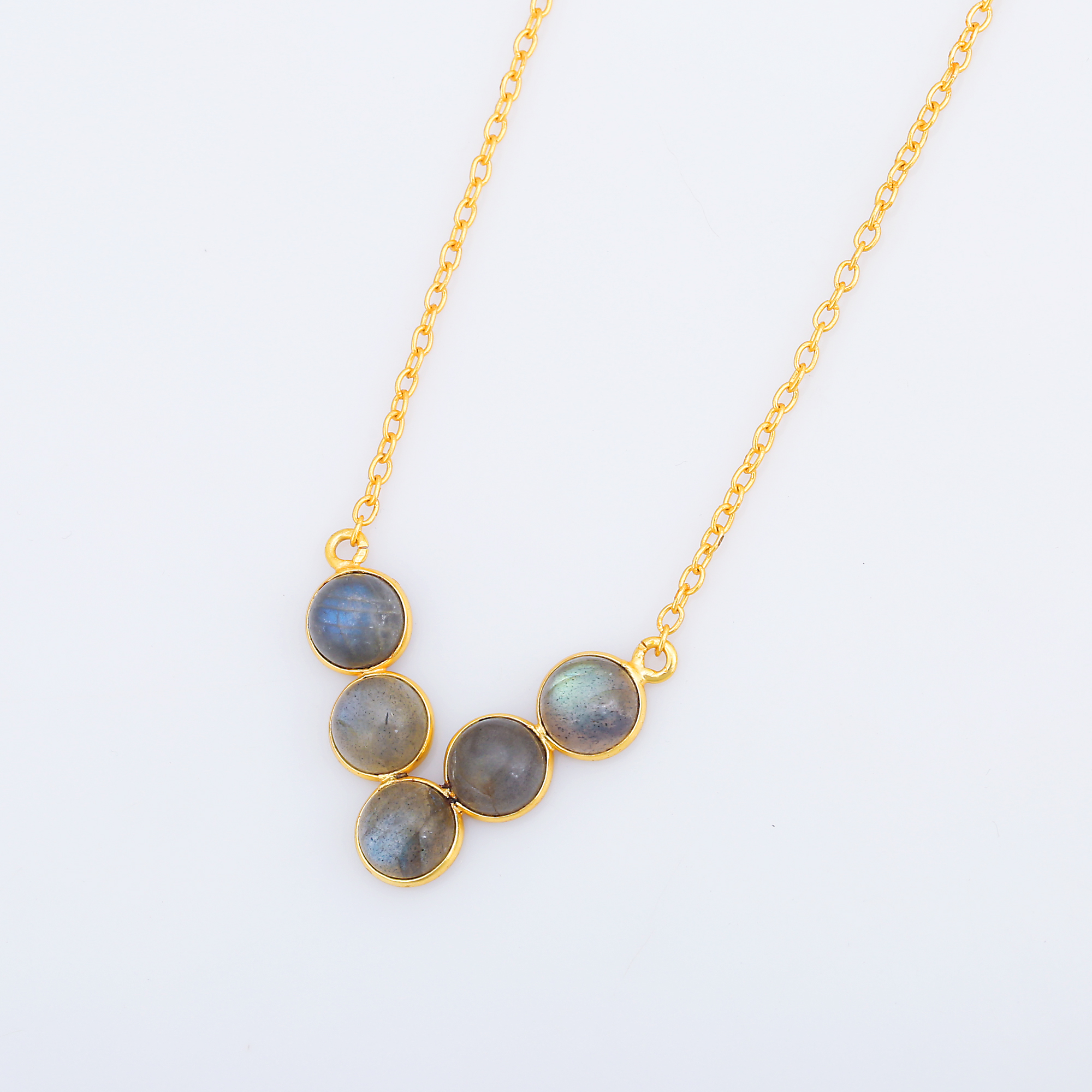 18k Gold Plated Necklace Labradorite With Chain Party Wear 925 Sterling Silver Pendant Necklace (VVJGN 10)