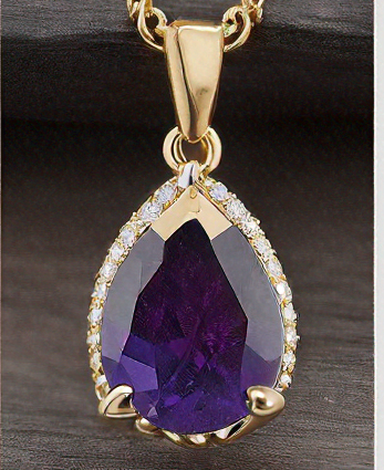 Luxury Women's Wedding Jewelry Water Drop Gemstone Necklace Blue Natural Amethyst Pendant Diamond Pearl Silver Chains Lover's (VVJGN 20)