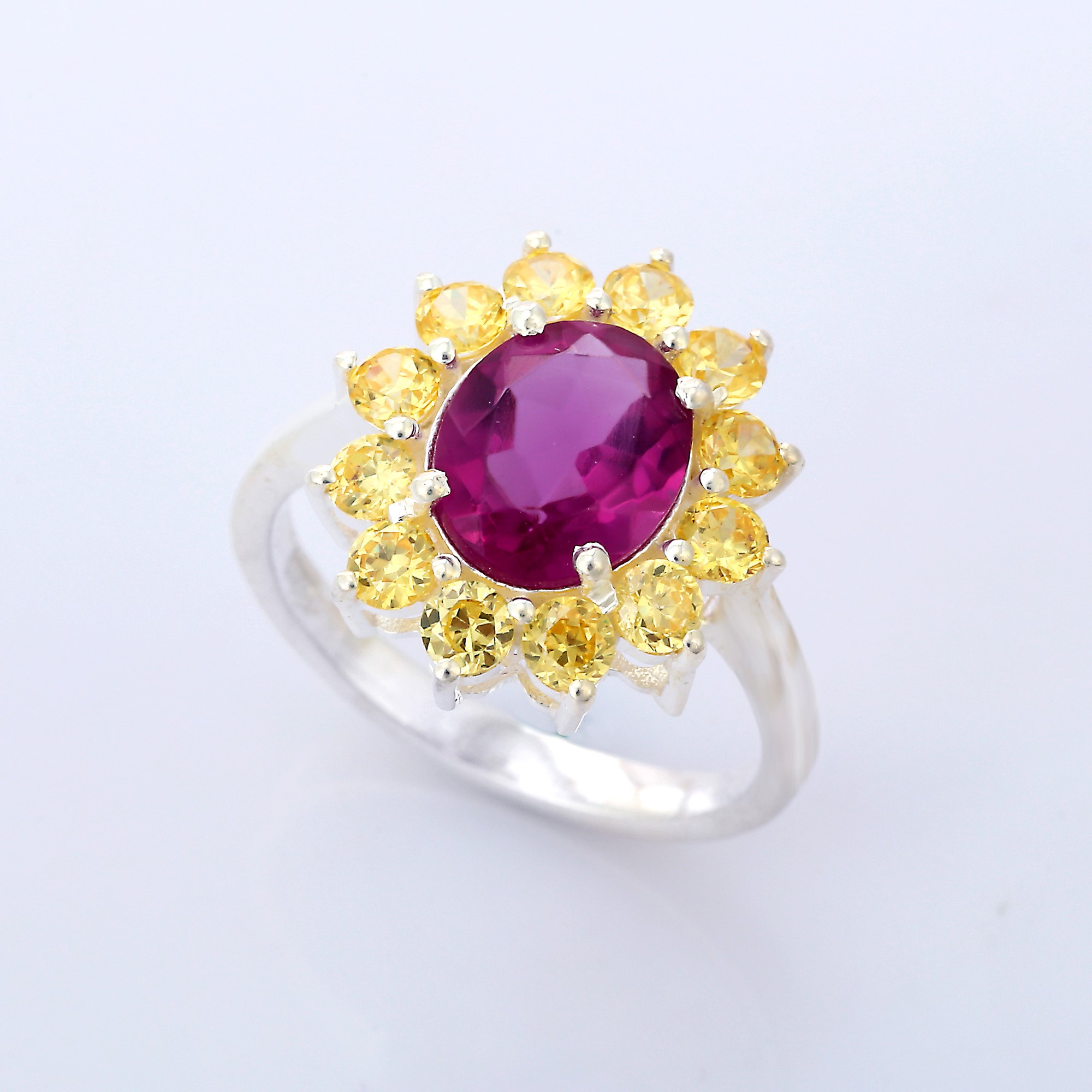 Top Fashionable Tourmaline and Hydro Citrine Gemstone Wedding Ring 925 Sterling Silver for Women and Girls (VVJGR 04)