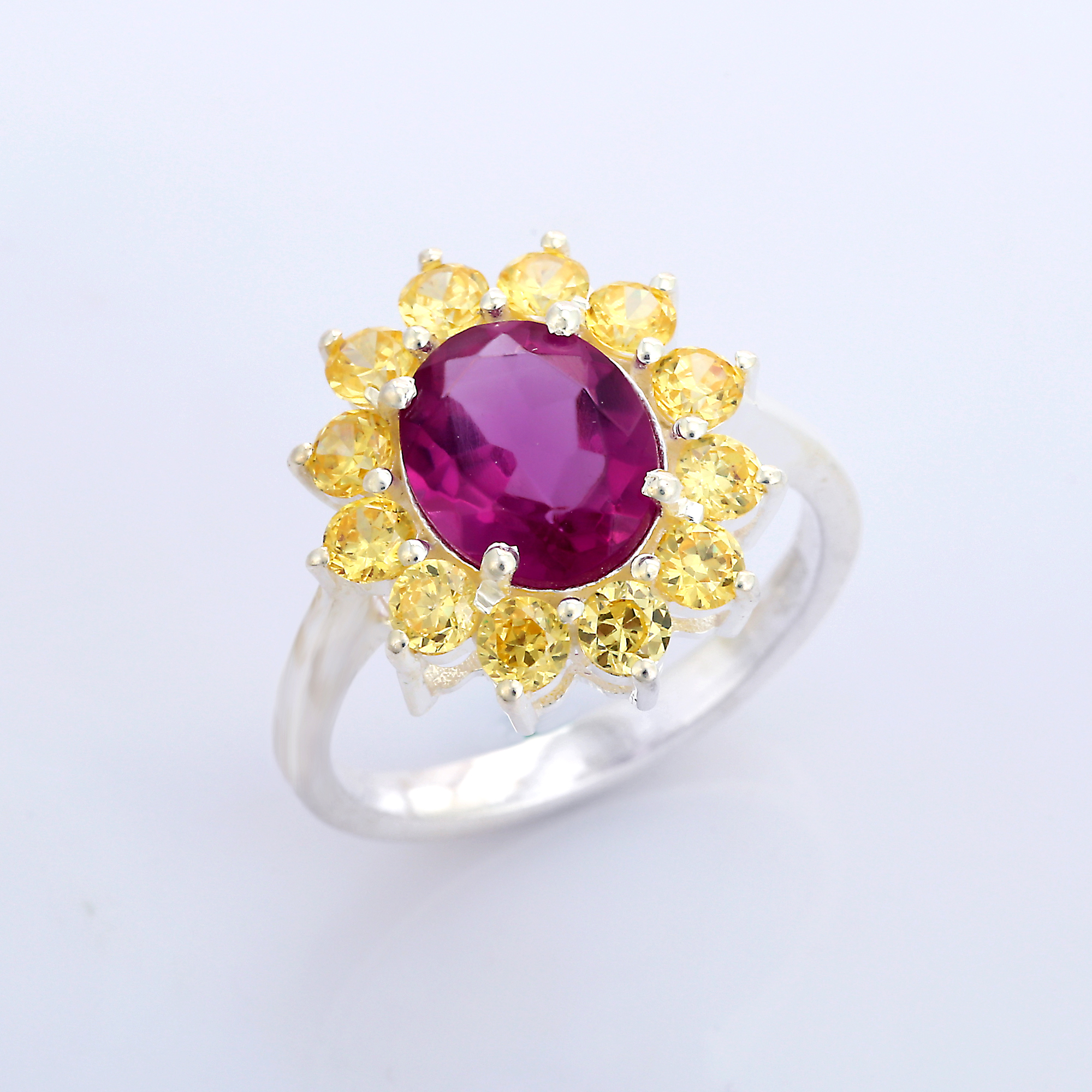 Top Fashionable Tourmaline and Hydro Citrine Gemstone Wedding Ring 925 Sterling Silver for Women and Girls (VVJGR 04)