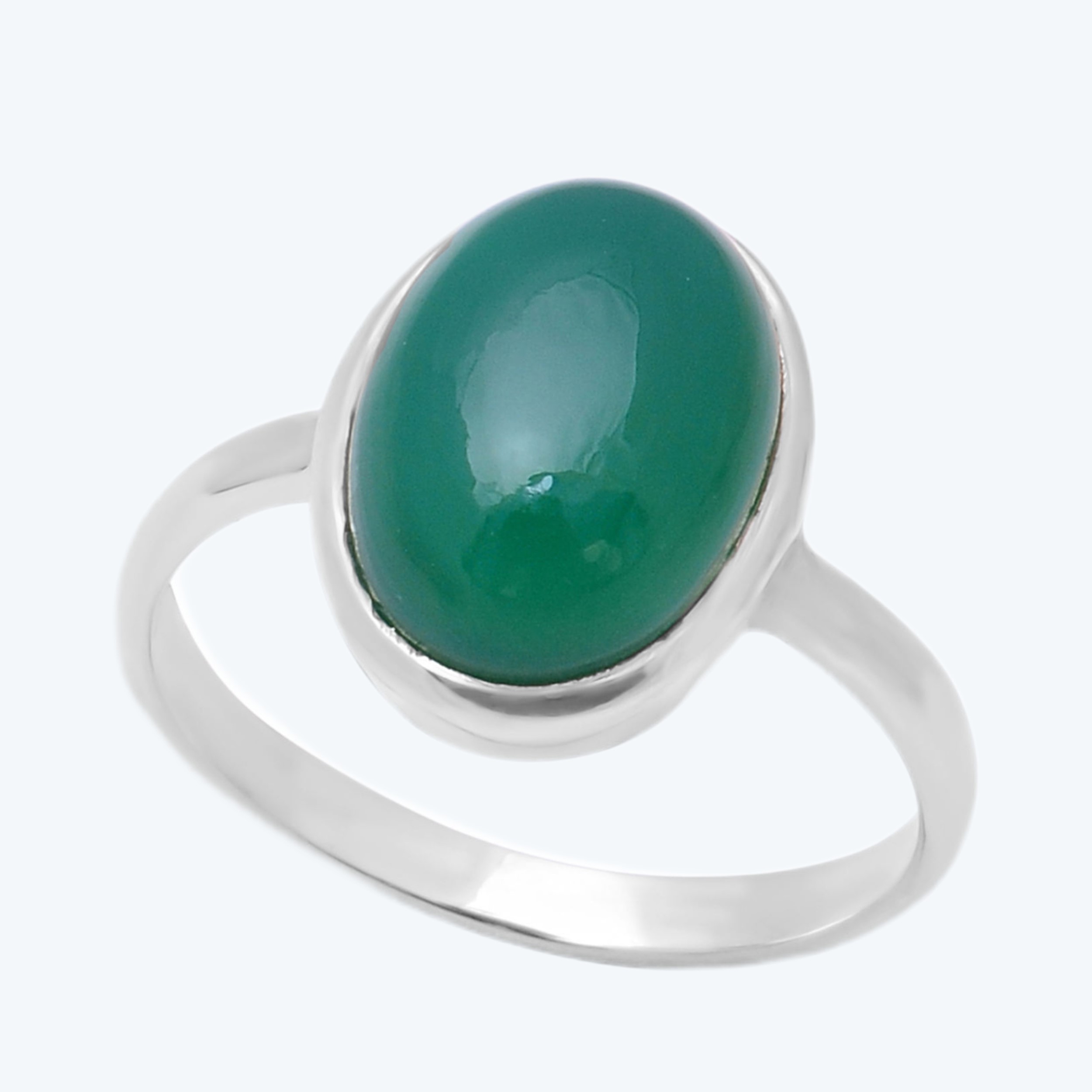 Fashion Jewelry Light Luxury Rings Woman Green Onyx Rings 925 Sterling Silver Ring for Girls (VVJGR 13)
