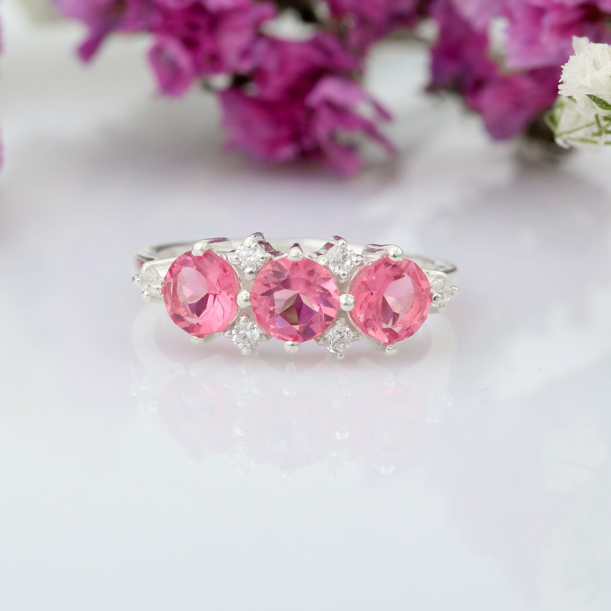 Top Hydro Pink Tourmaline Fashionable Attractive CZ Ring 925 Sterling Silver for Women and Girl (VVJGR 05)