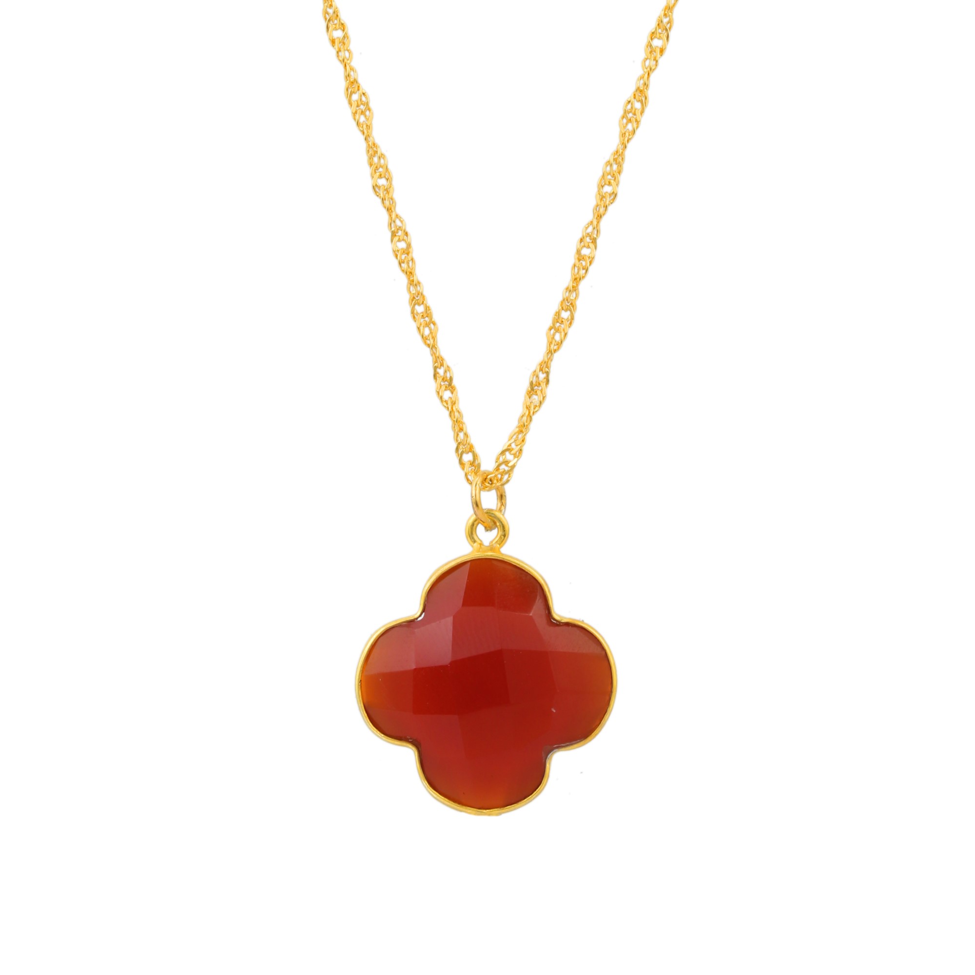 Hot Selling Red Coral Chalcedony Necklaces With Chain Fashion 925 Sterling Silver 18k Gold Plated (VVJGN 16)