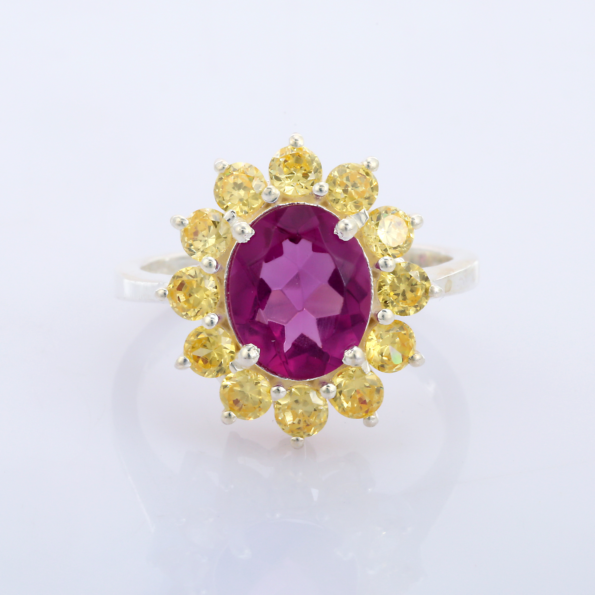 Top Fashionable Tourmaline and Hydro Citrine Gemstone Wedding Ring 925 Sterling Silver for Women and Girls (VVJGR 04)