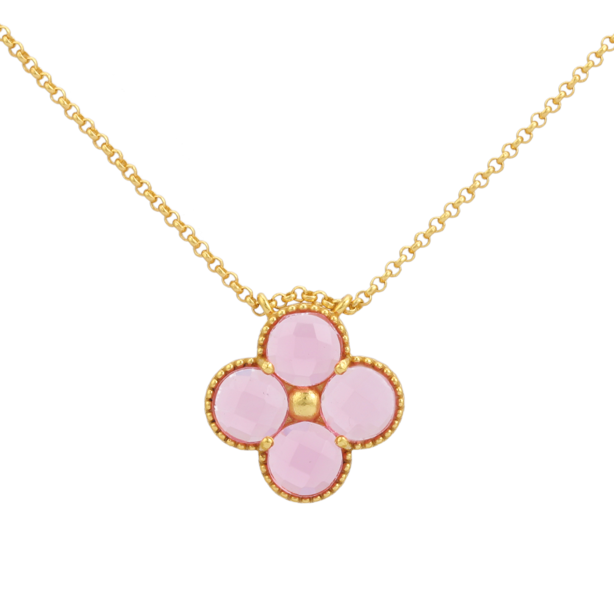 Hot Selling New Arrival Trendy Classic Pink Tourmaline Stone Necklace With 925 Sterling Silver for Women (VVJGN 17)