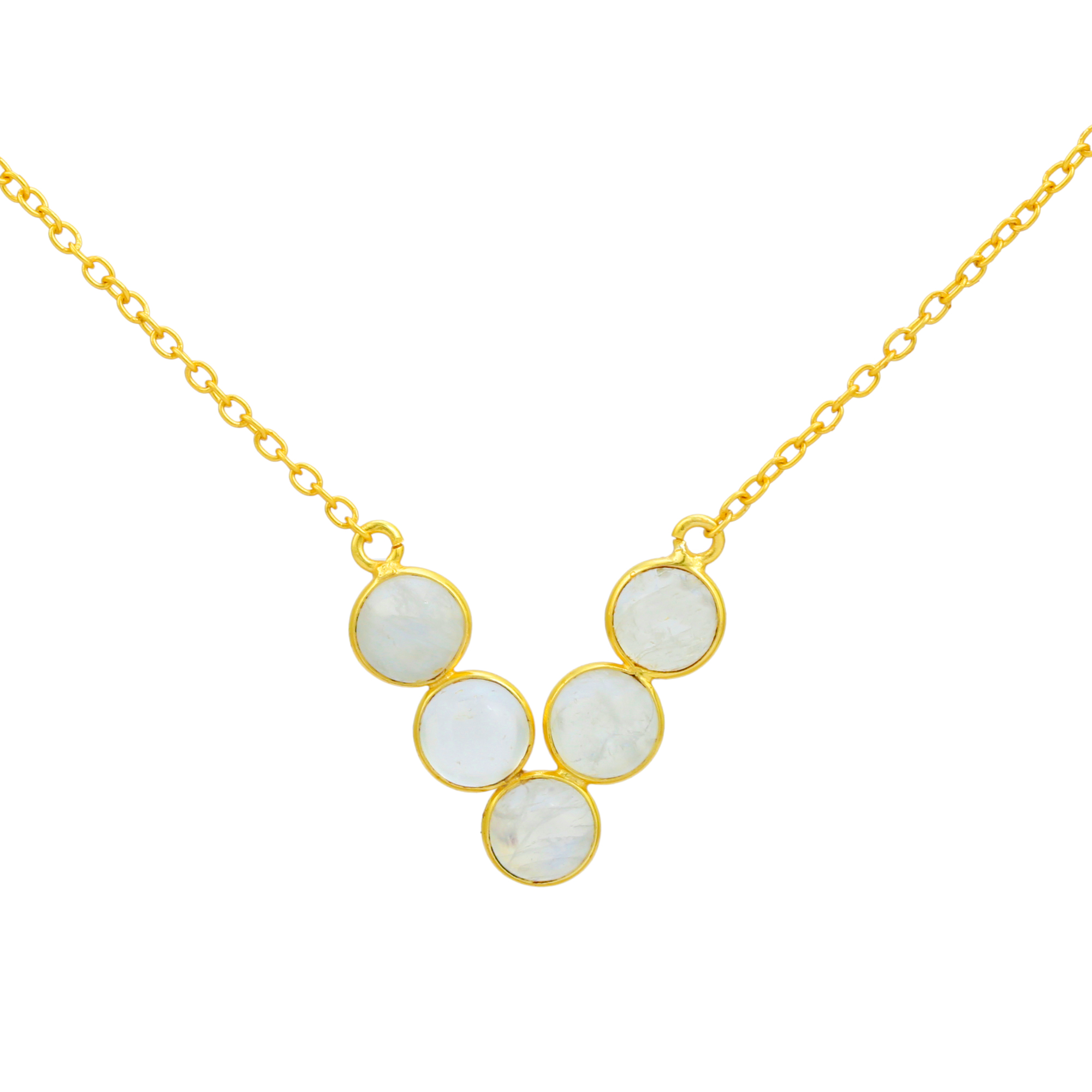 925 Sterling Silver Necklaces with Natural White Rainbow Gold Plated Pendant Chain Cute Style Luxury Accent (VVJGN 09)