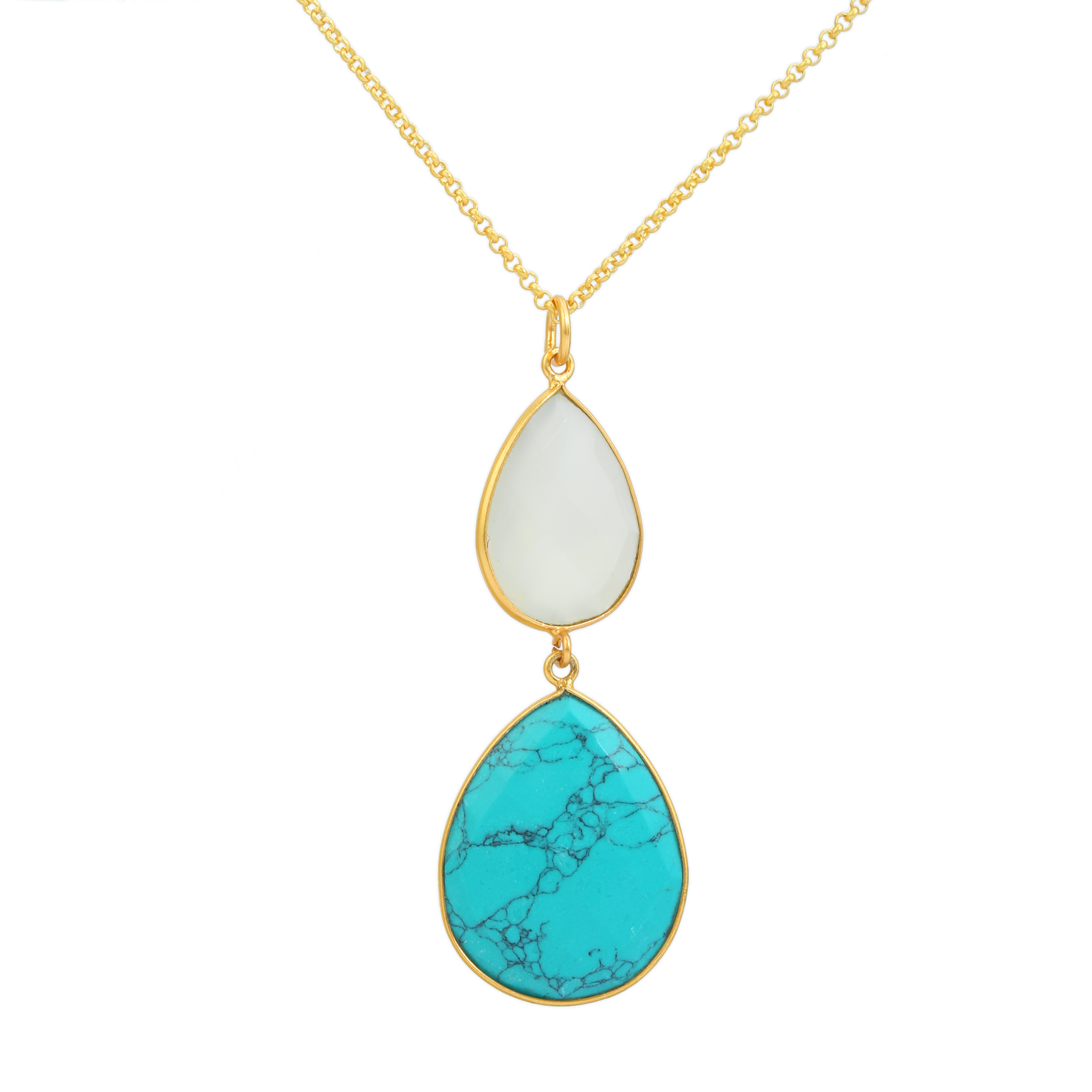 Top Fashion Jewelry Necklaces Natural White Chalcedony Turquois Gemstone Fine Jewelry for Lovers (VVJGN 12)