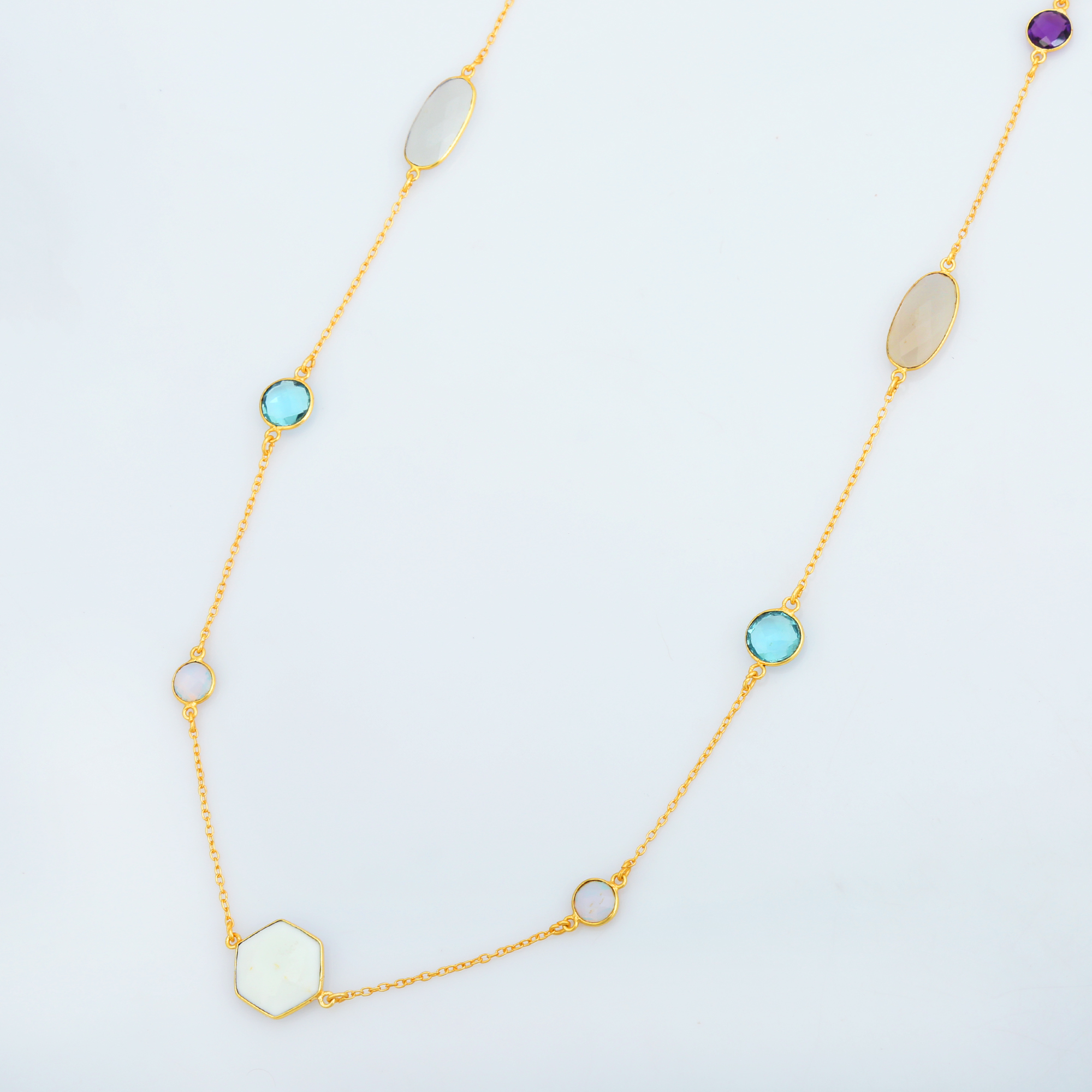 Top Trendy and Fashionable Multi Stones Chain Necklaces With 925 Sterling Silver for Women and Girls (VVJGN 08)