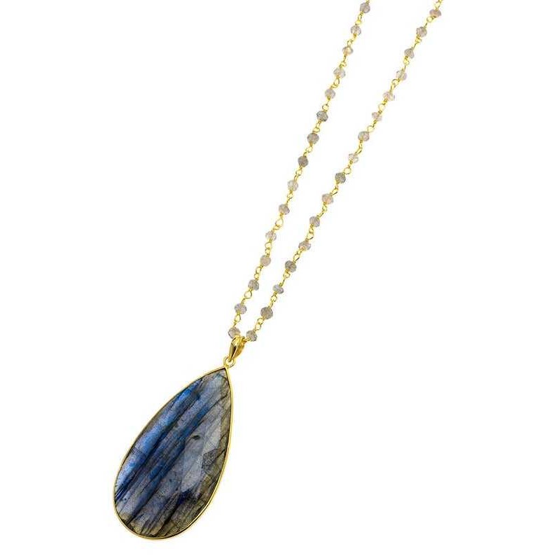 Natural Labradorite Gemstone 925 Sterling Silver Necklace Etsy Top 18k Gold Plated Earring (VVJGN 18)