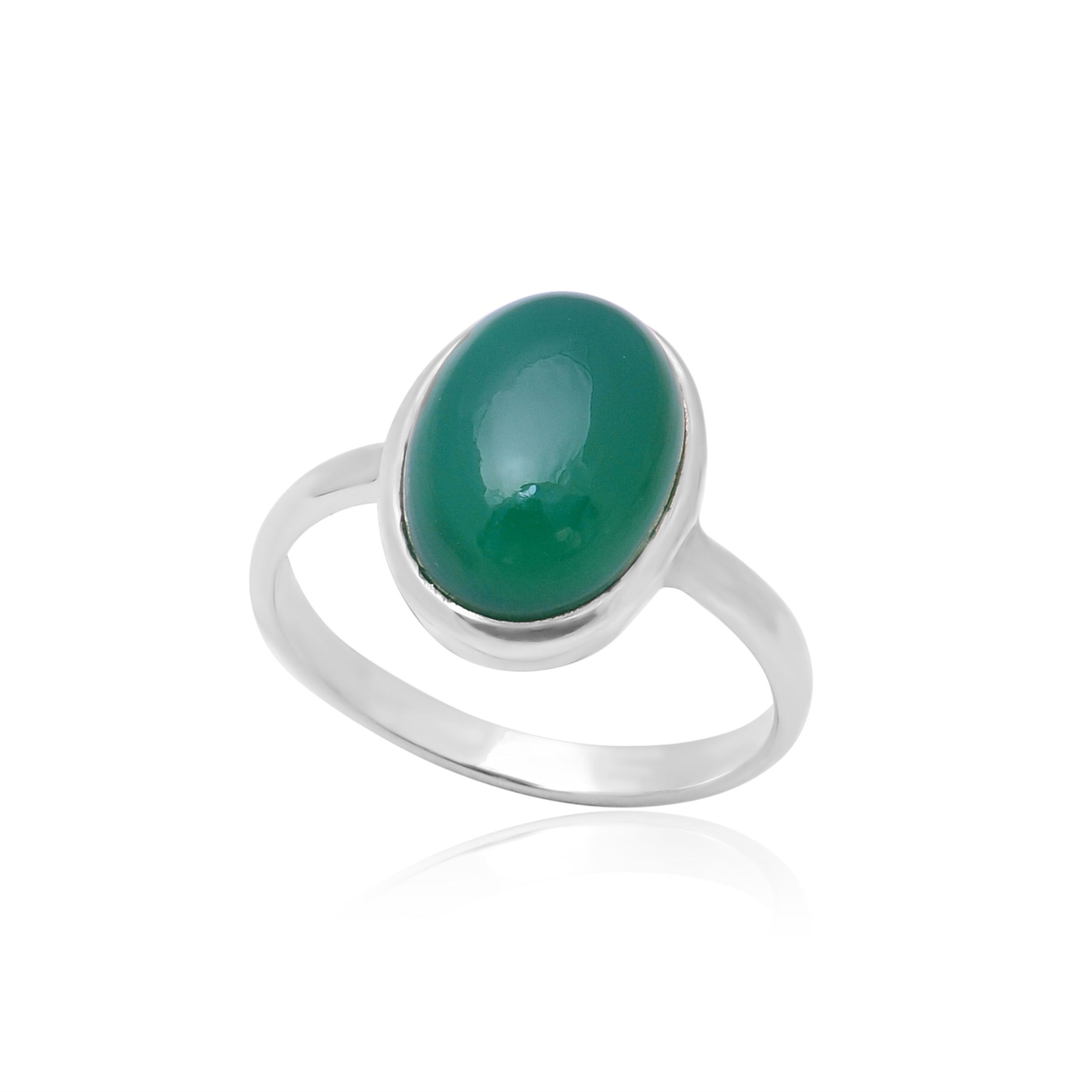 Fashion Jewelry Light Luxury Rings Woman Green Onyx Rings 925 Sterling Silver Ring for Girls (VVJGR 13)