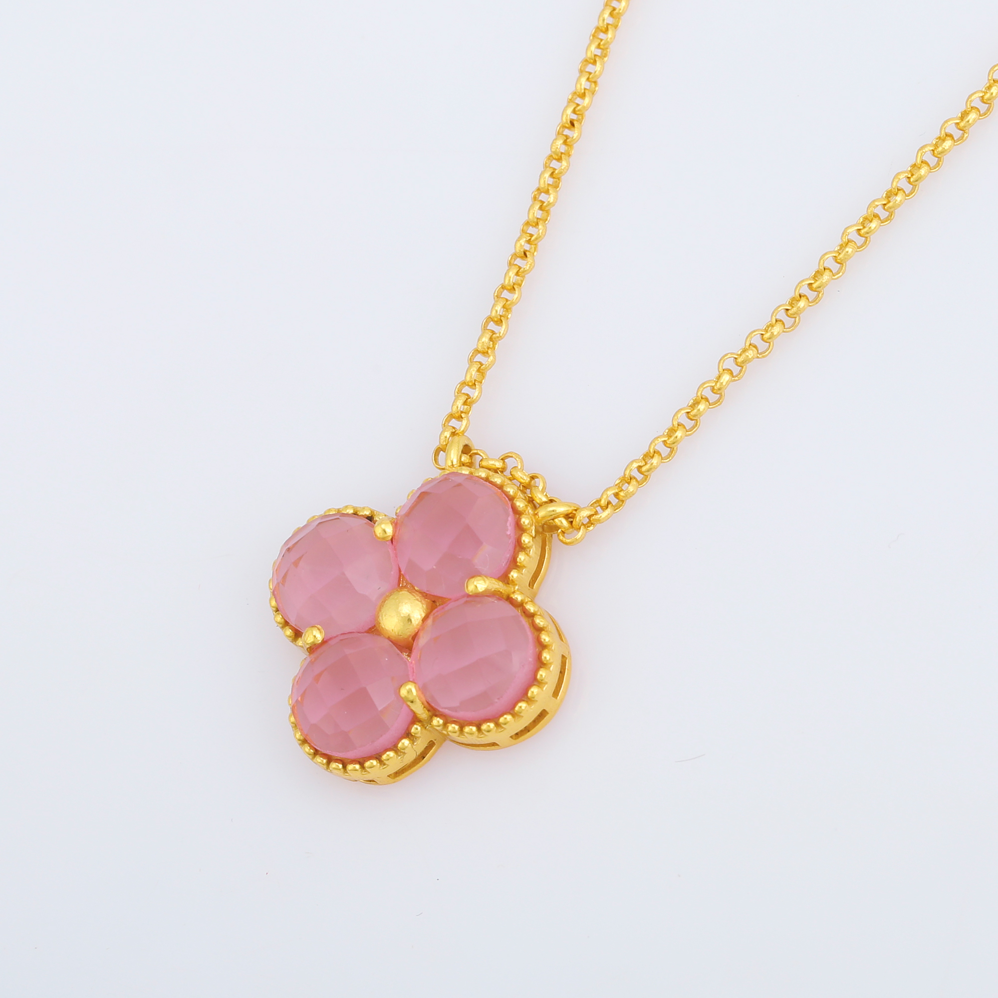 Hot Selling New Arrival Trendy Classic Pink Tourmaline Stone Necklace With 925 Sterling Silver for Women (VVJGN 17)