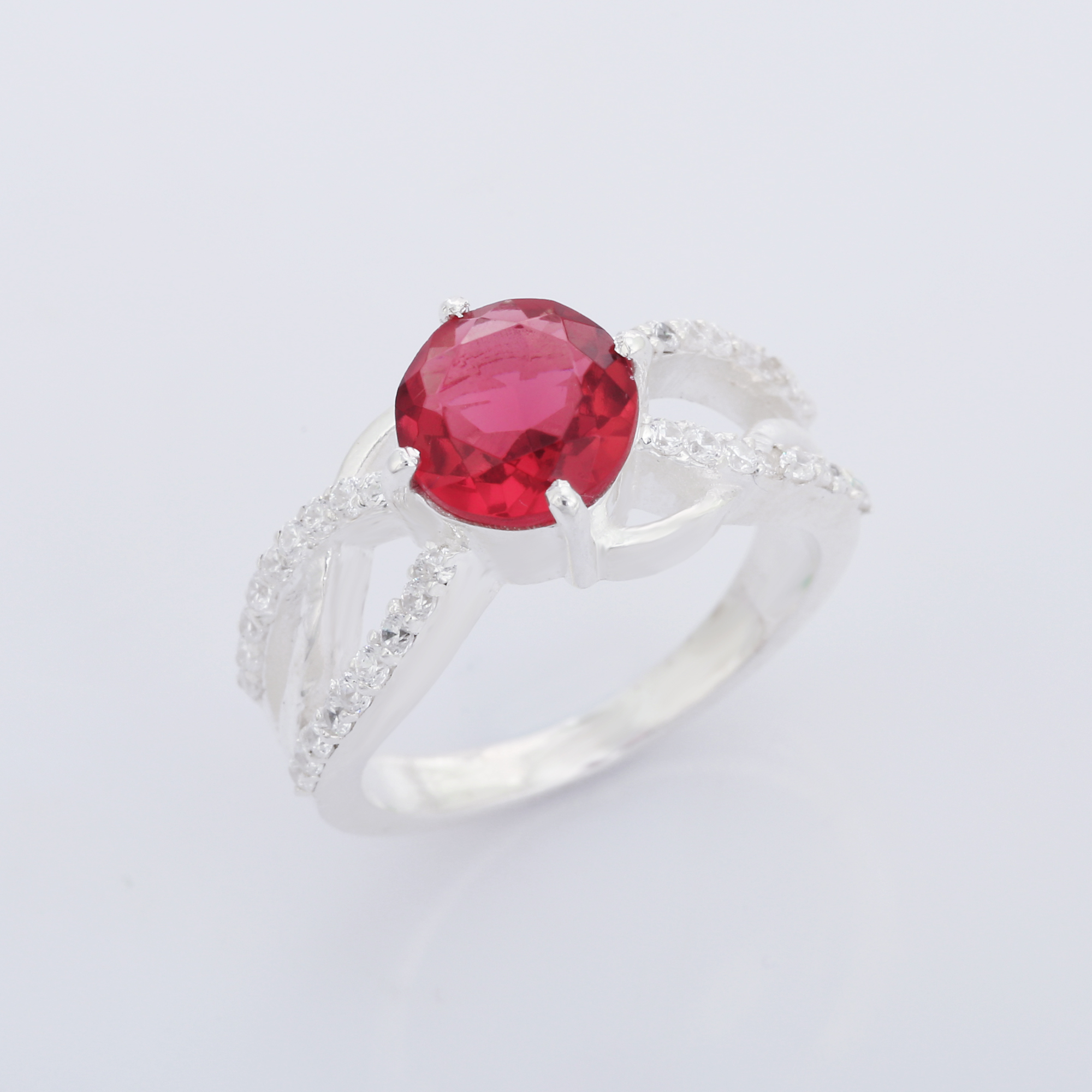 Top High Quality Cute Pink Tourmaline Zircon 925 Sterling Silver Wedding Ring for Women and Girls (VVJGR 11)