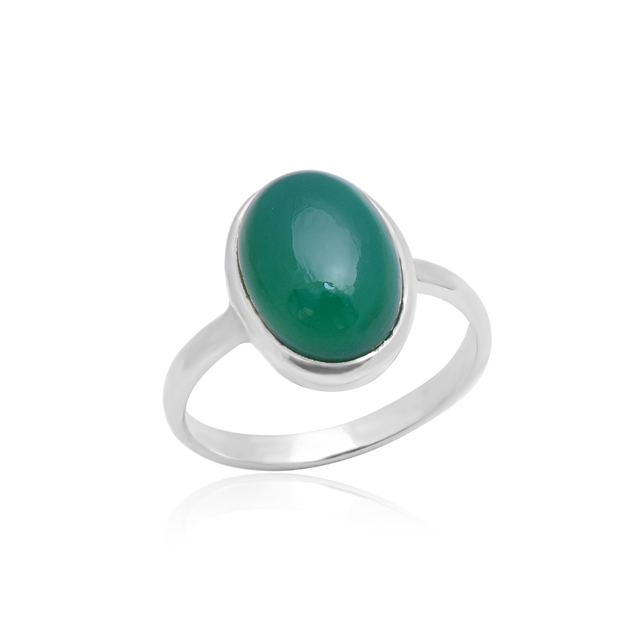 Fashion Jewelry Light Luxury Rings Woman Green Onyx Rings 925 Sterling Silver Ring for Girls (VVJGR 13)