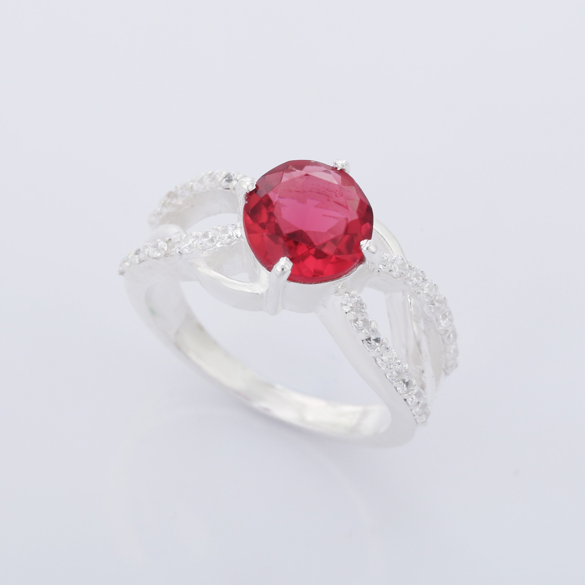 Top High Quality Cute Pink Tourmaline Zircon 925 Sterling Silver Wedding Ring for Women and Girls (VVJGR 11)