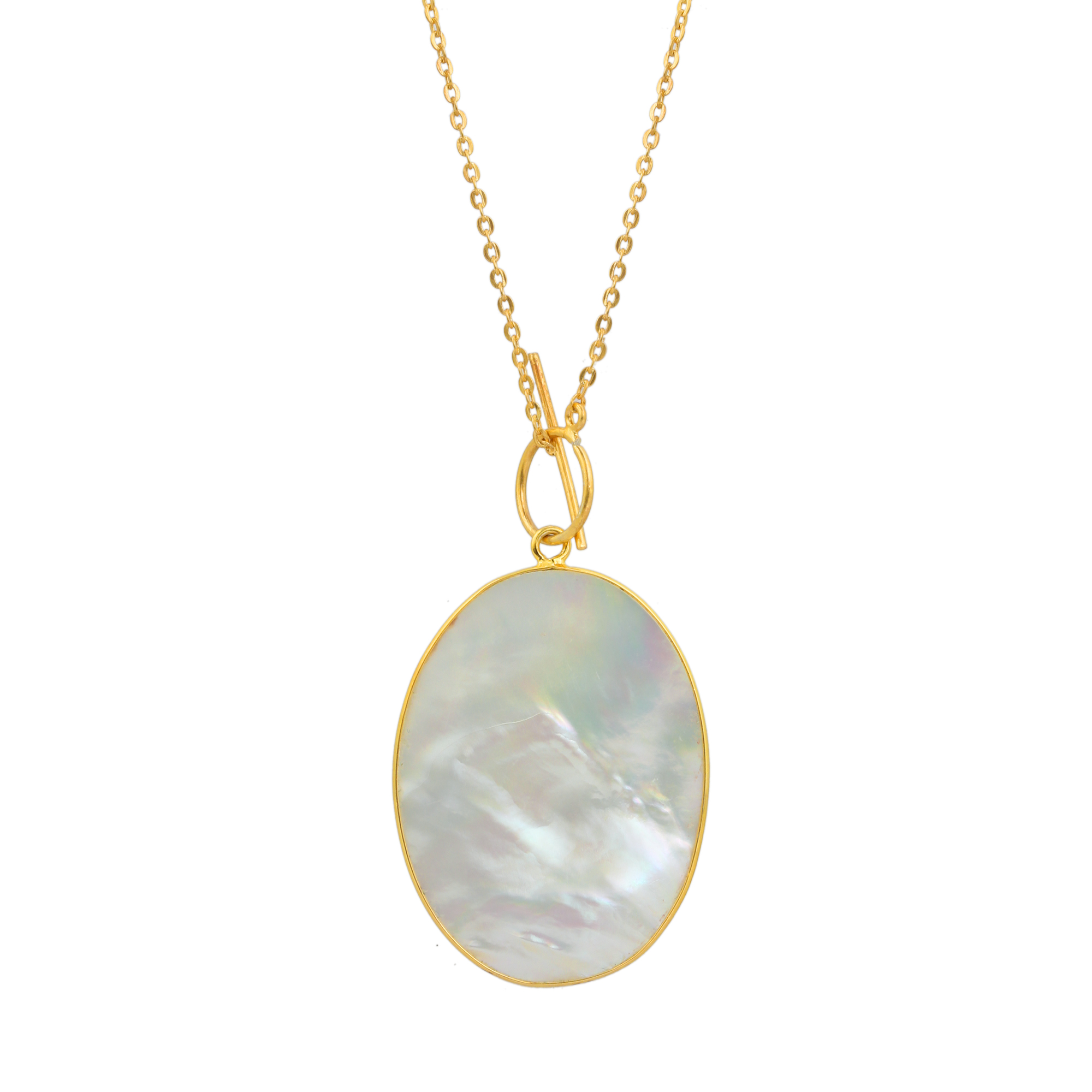 Natural White Pearl Pendent Necklaces With Chain 925 Sterling Silver 18k Gold Plated Necklaces (VVJGN 15)