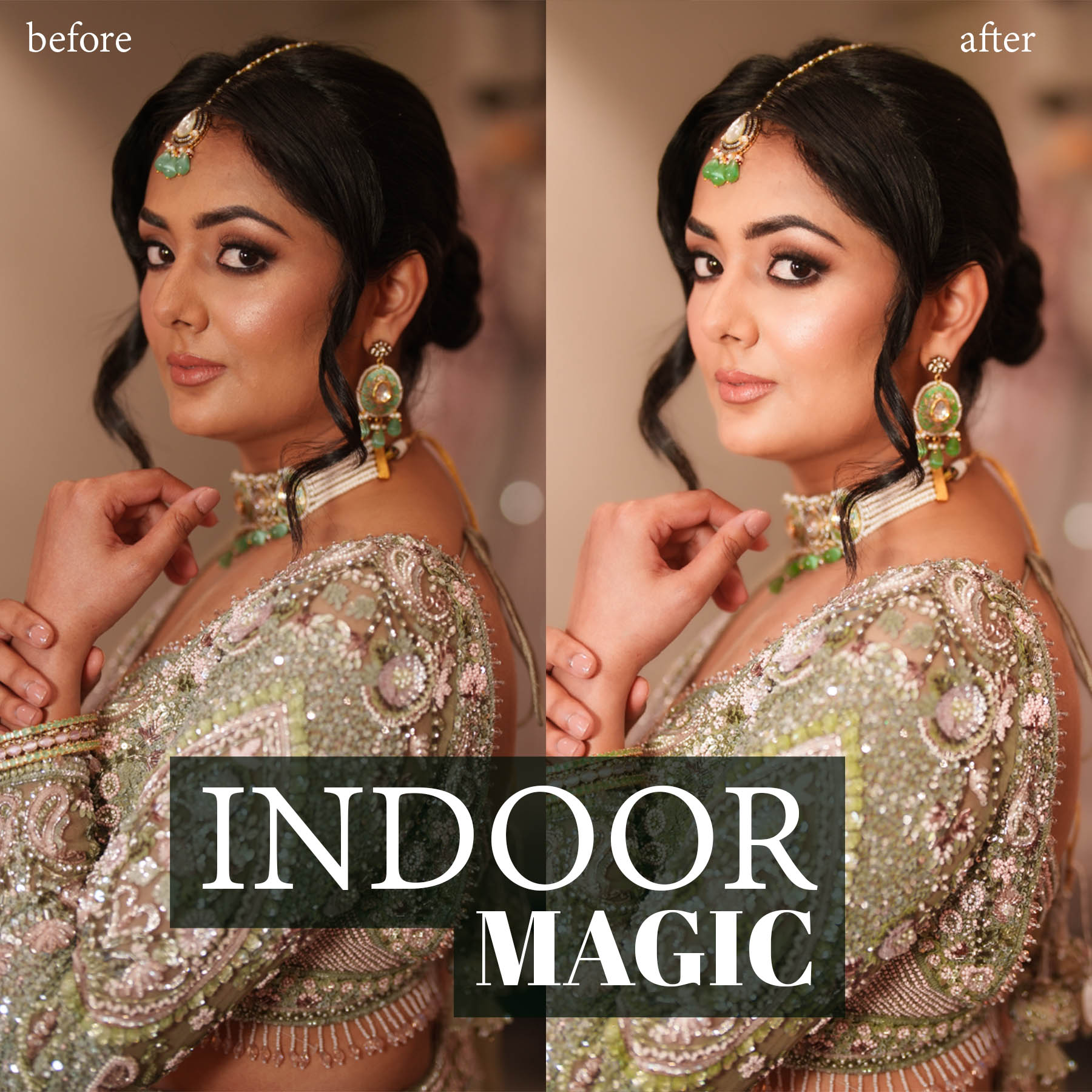 Indoor Magic | AI Powered Lightroom Preset for Indoor Bride Portraits