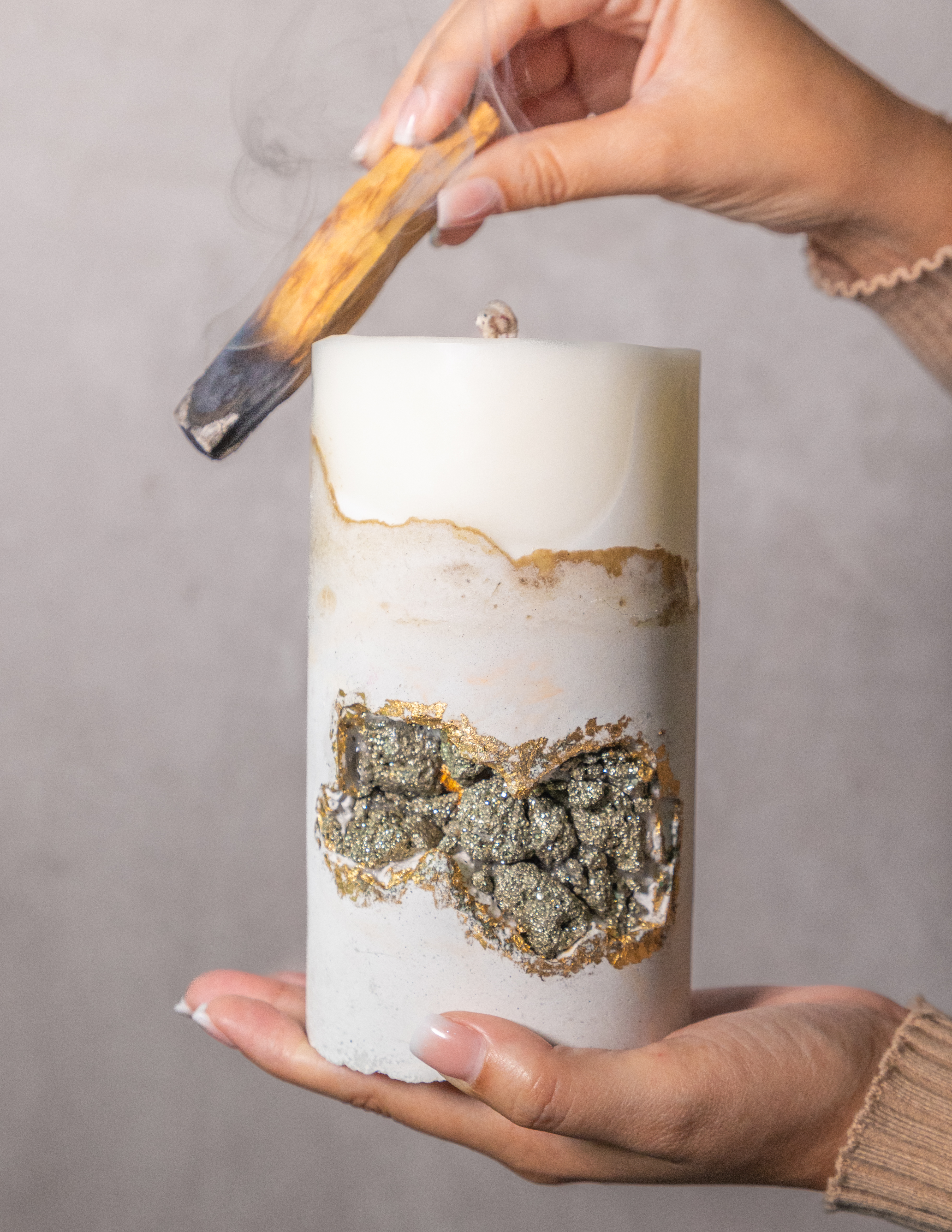 VELA DE CEMENTO CON CUARZOS