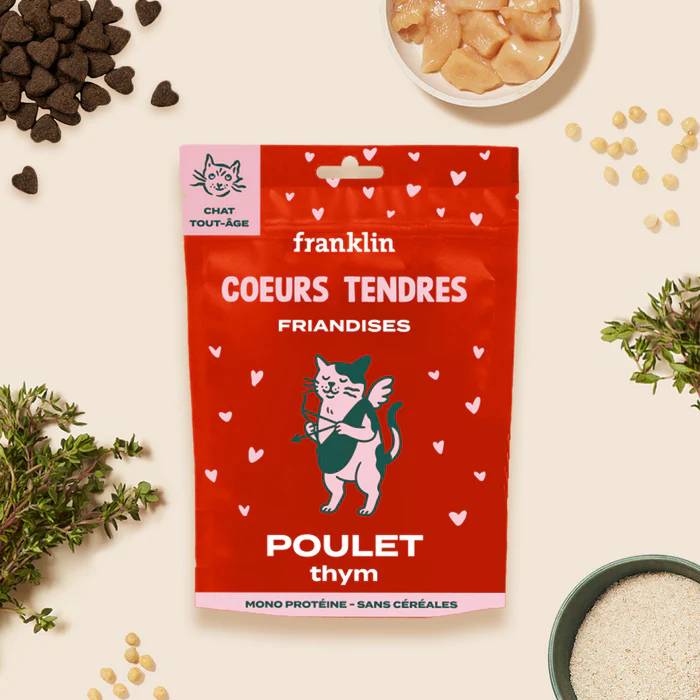 Coeurs tendres poulet/thym pour chats 