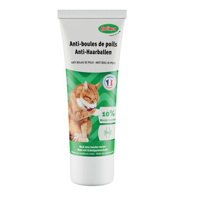 Pâte orale anti boule de poils au malt et moules vertes pour chat 