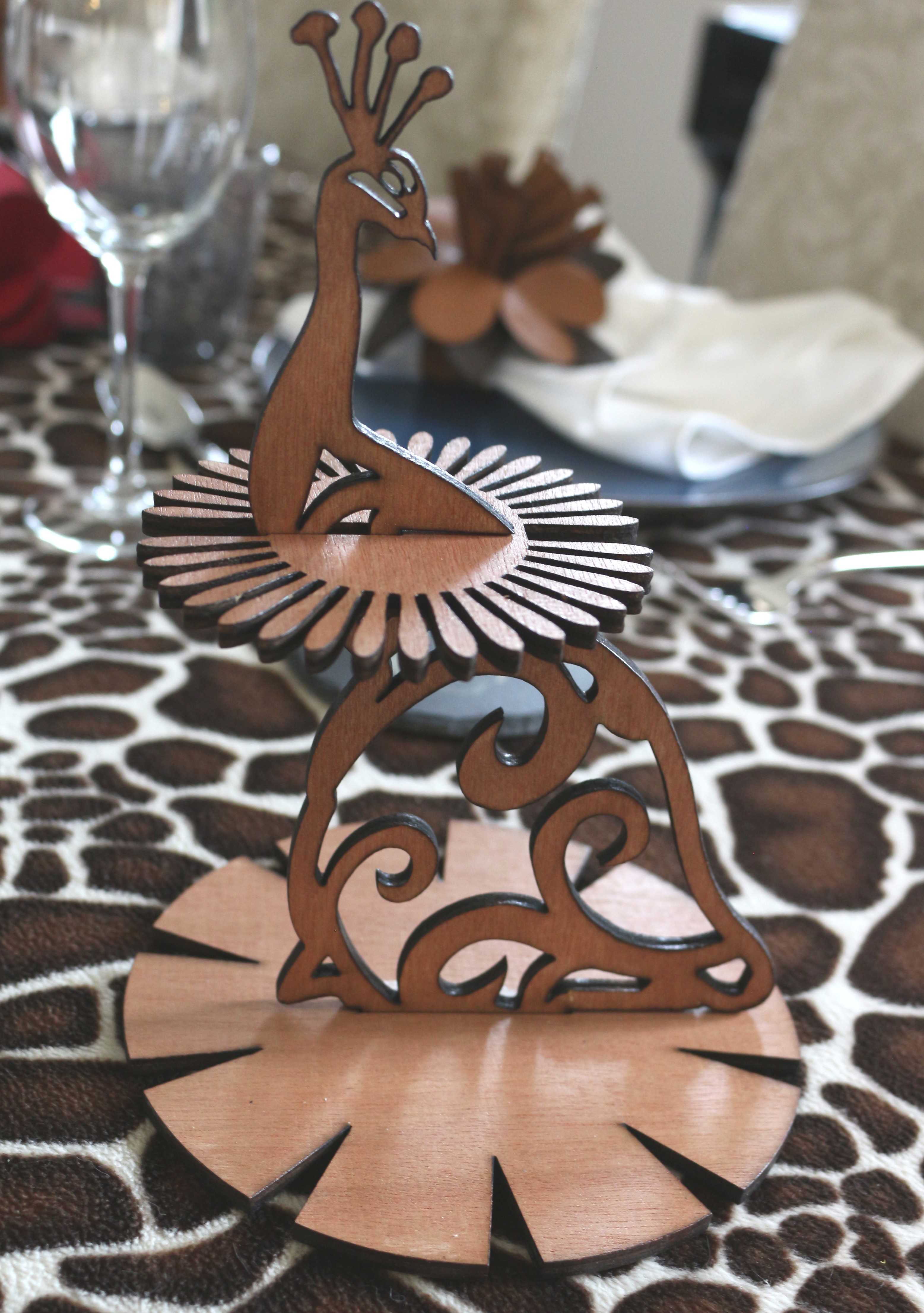 Présentoir de serviettes de table -  Paon