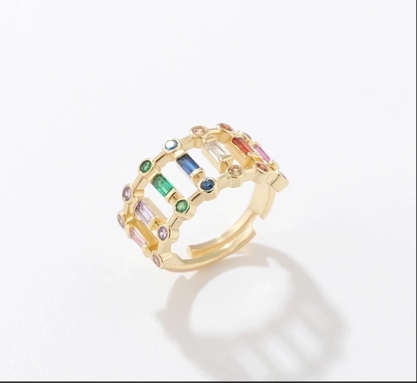 Gold Multi-Colored Gemstone Ring