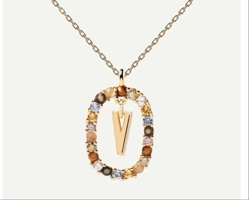 Gold Necklace with Colorful Gemstones