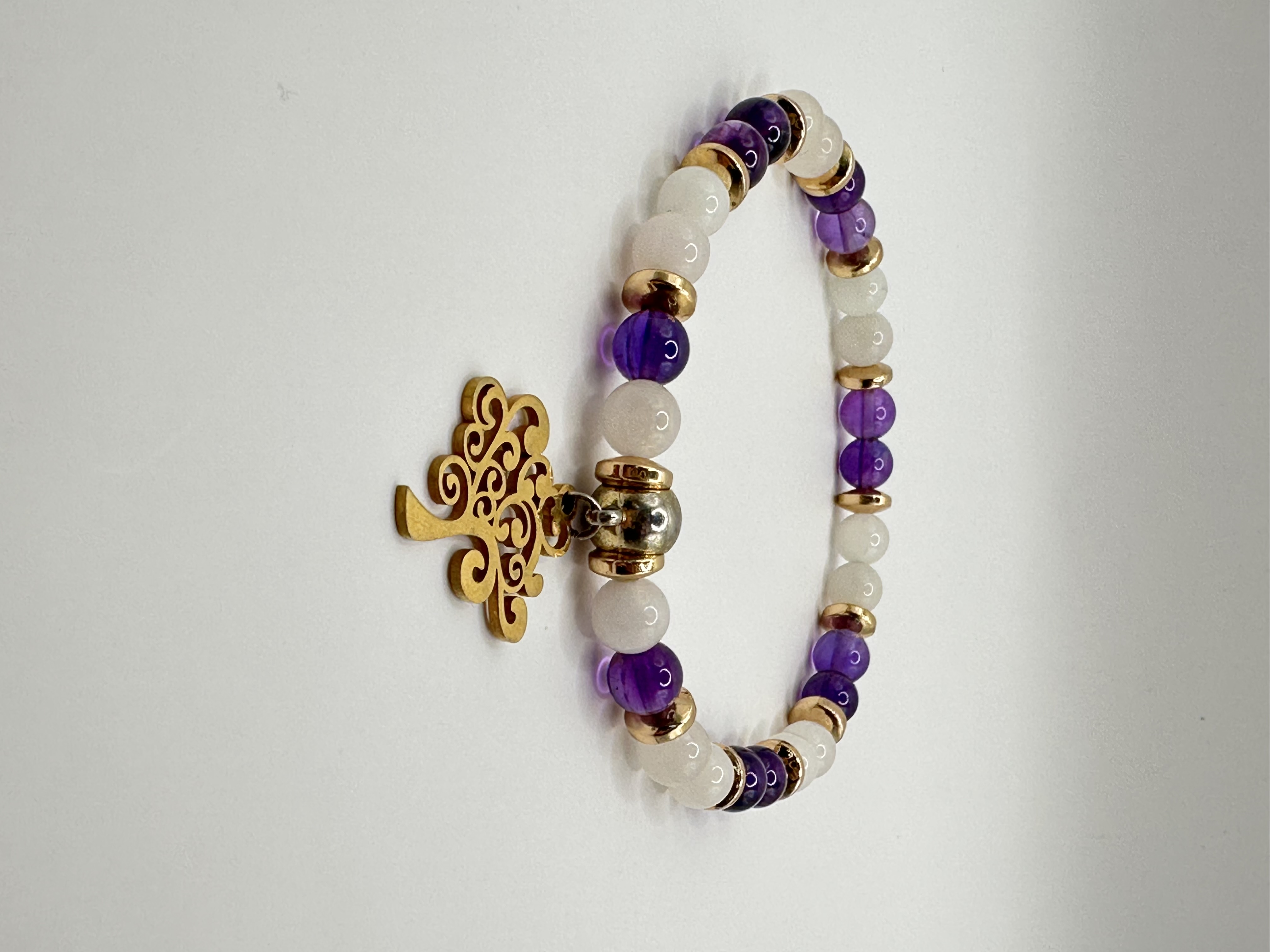 Bracelet améthyste et quartz rose 