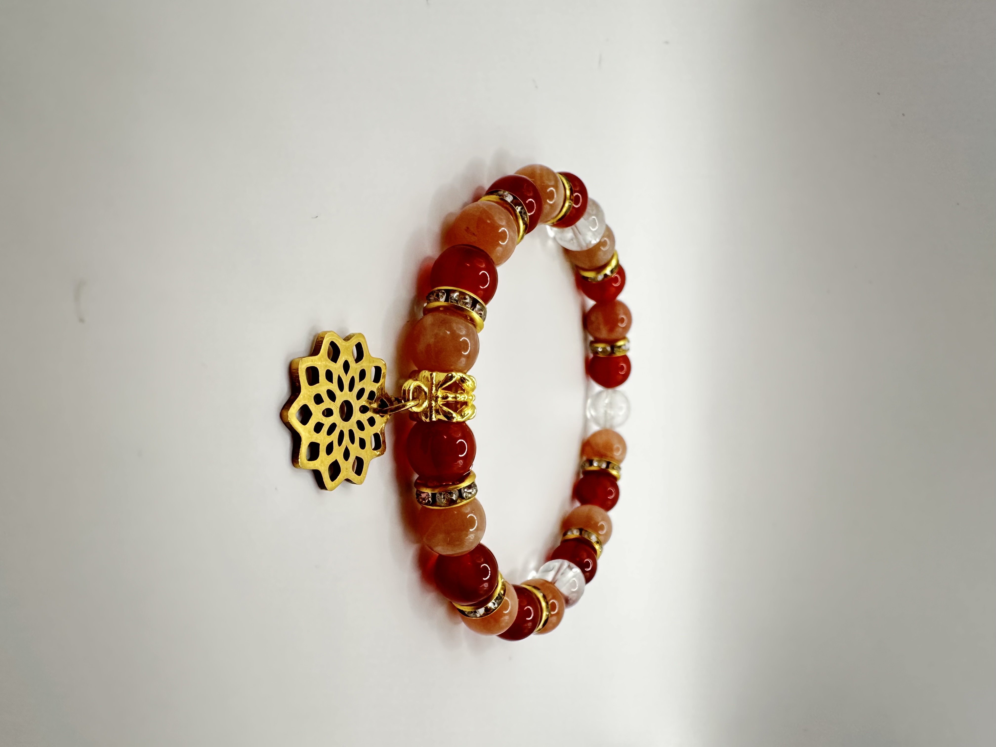 Bracelet pierre de soleil, cornaline et cristal de roche