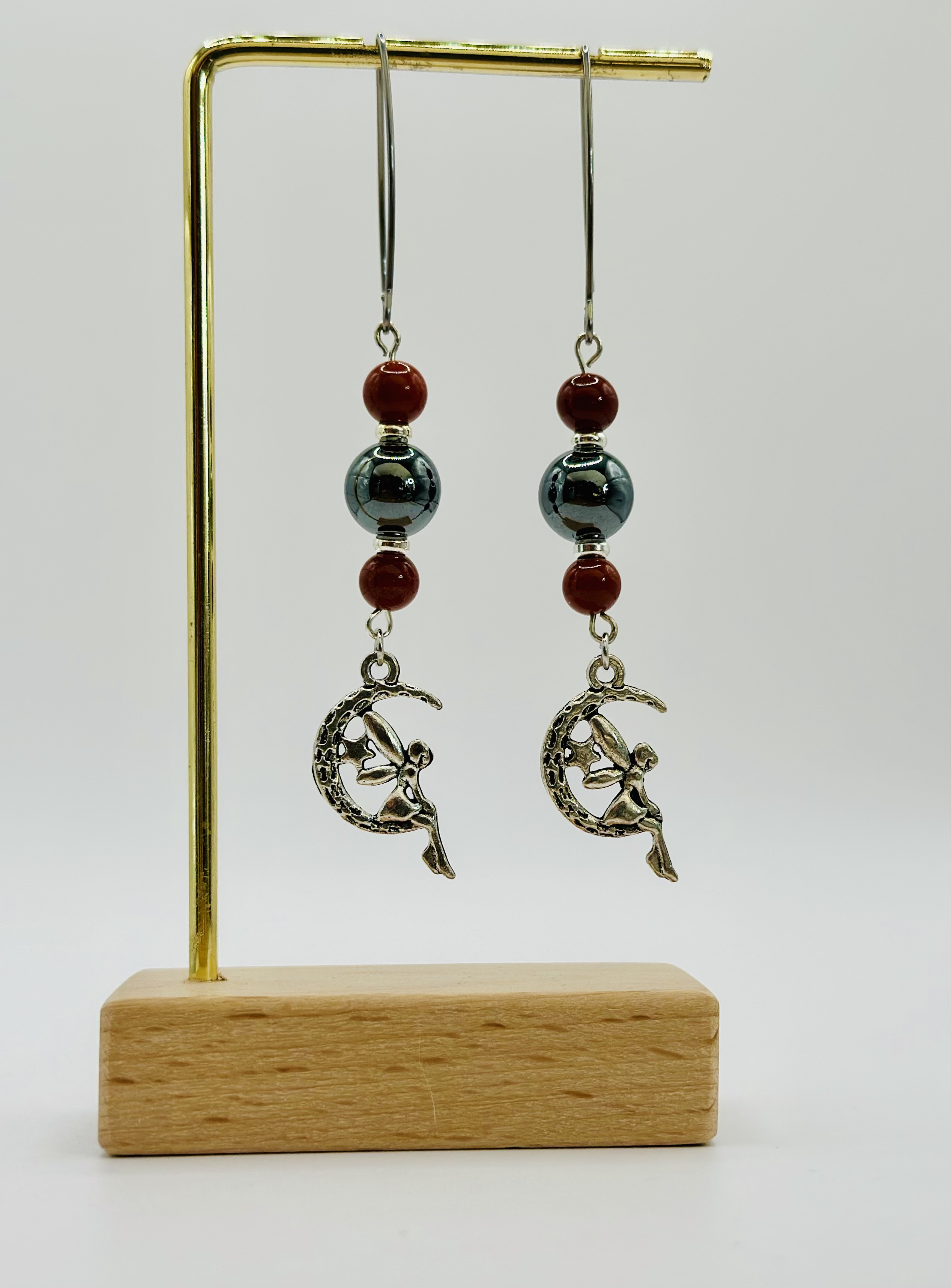 Boucles d'oreilles améthyste et hématite