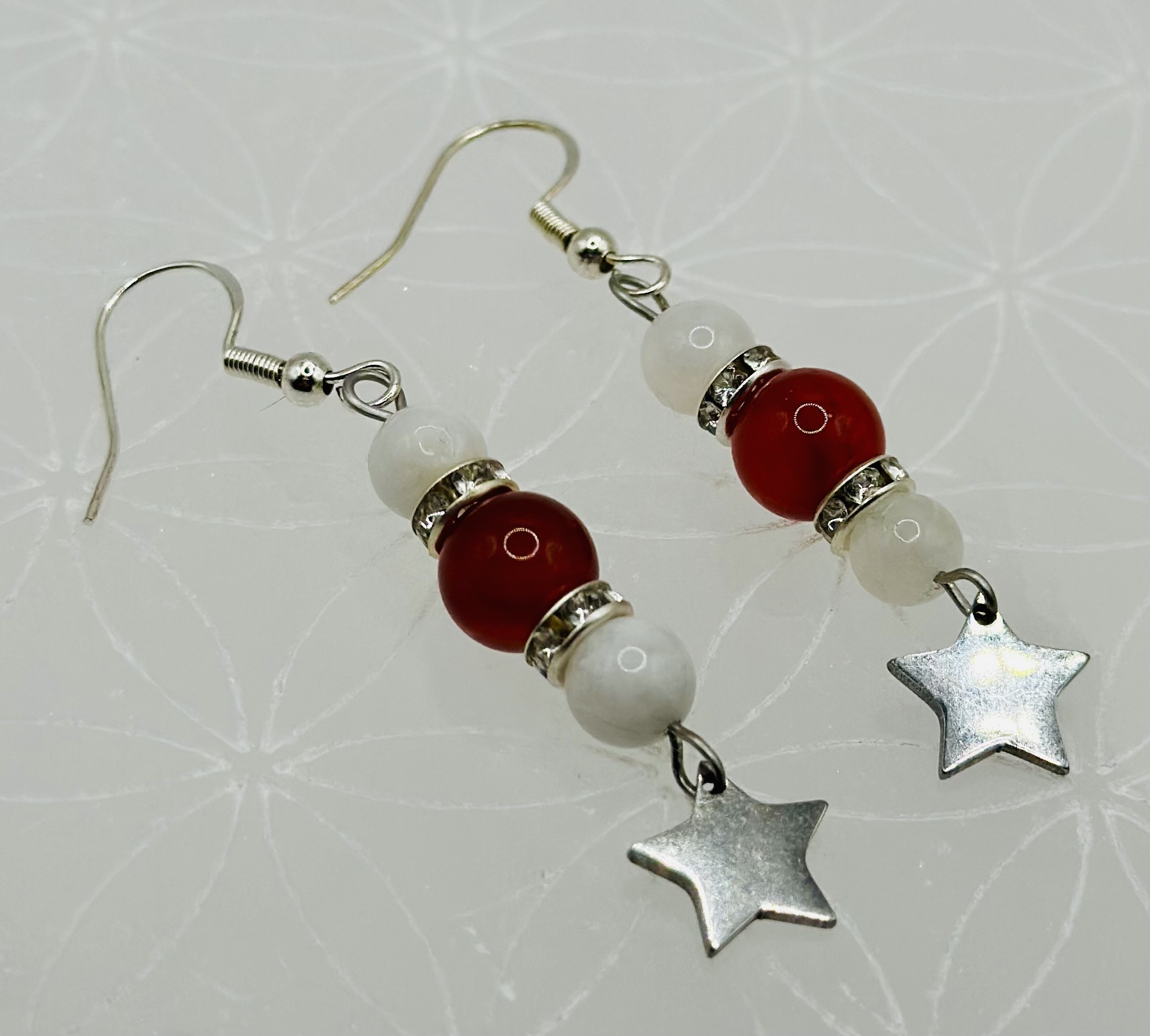 Boucles d'oreilles pierre de lune et Agate cornaline