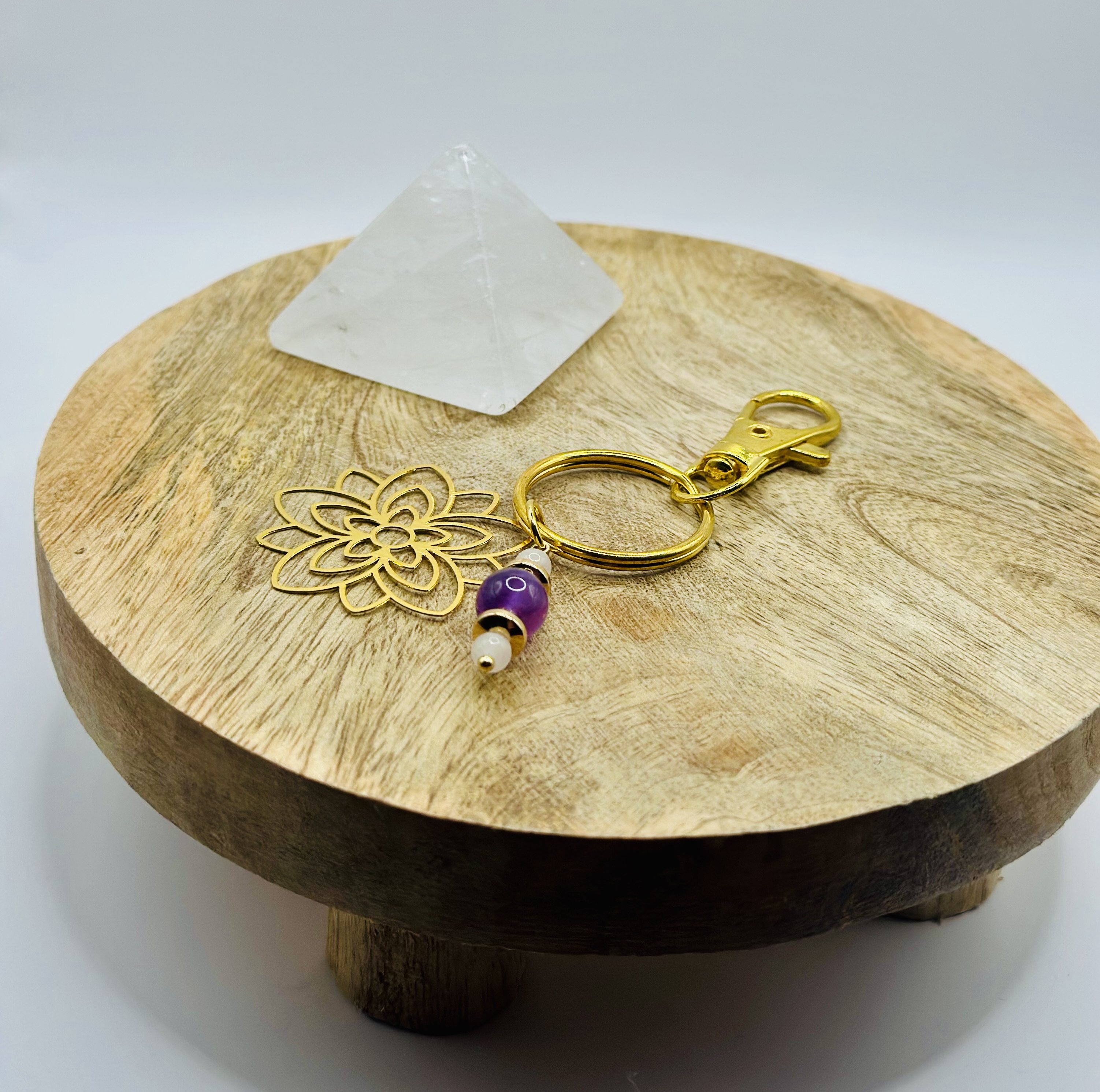 Portes clés fleurs dorées