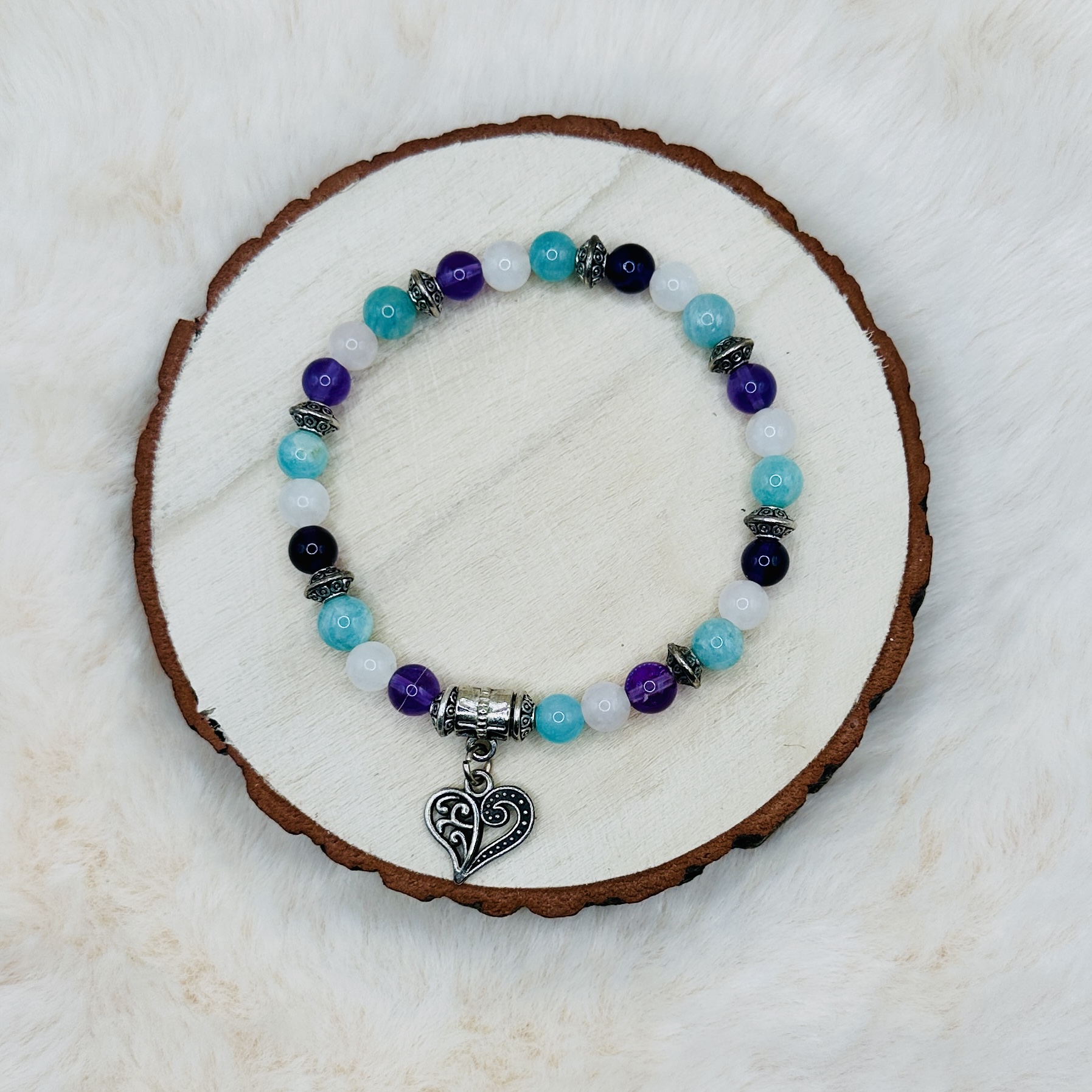 Bracelet Amazonite, Améthyste et Quartz rose