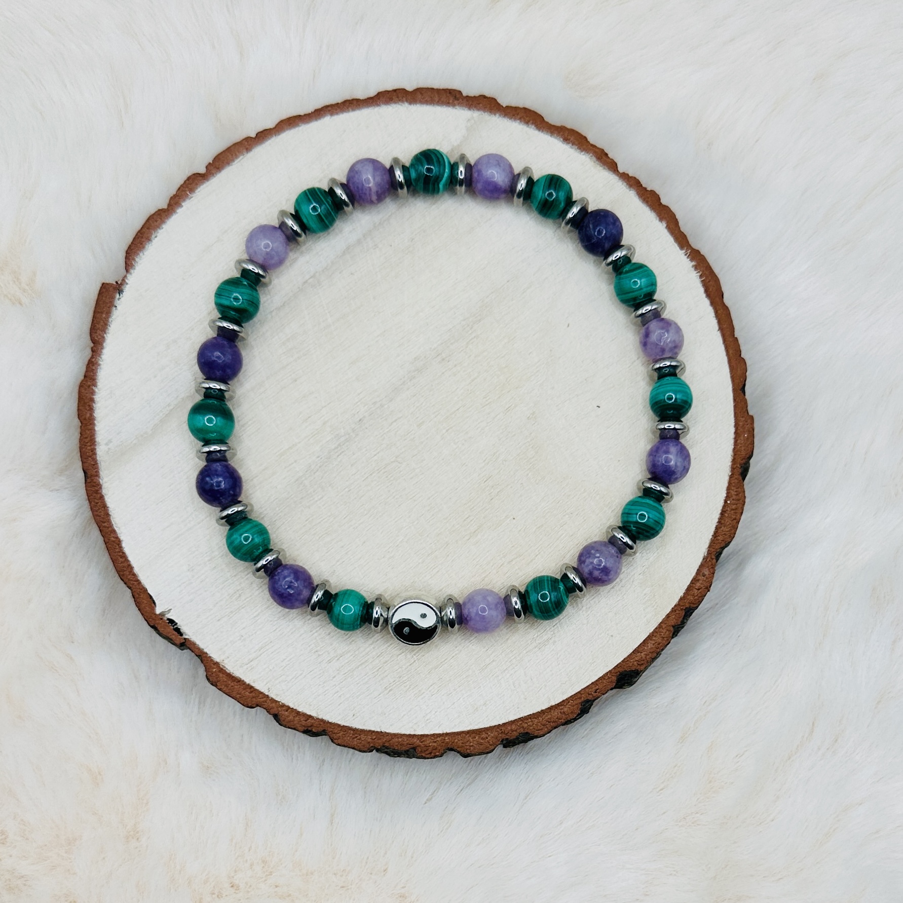 Bracelet Kunzite et malachite