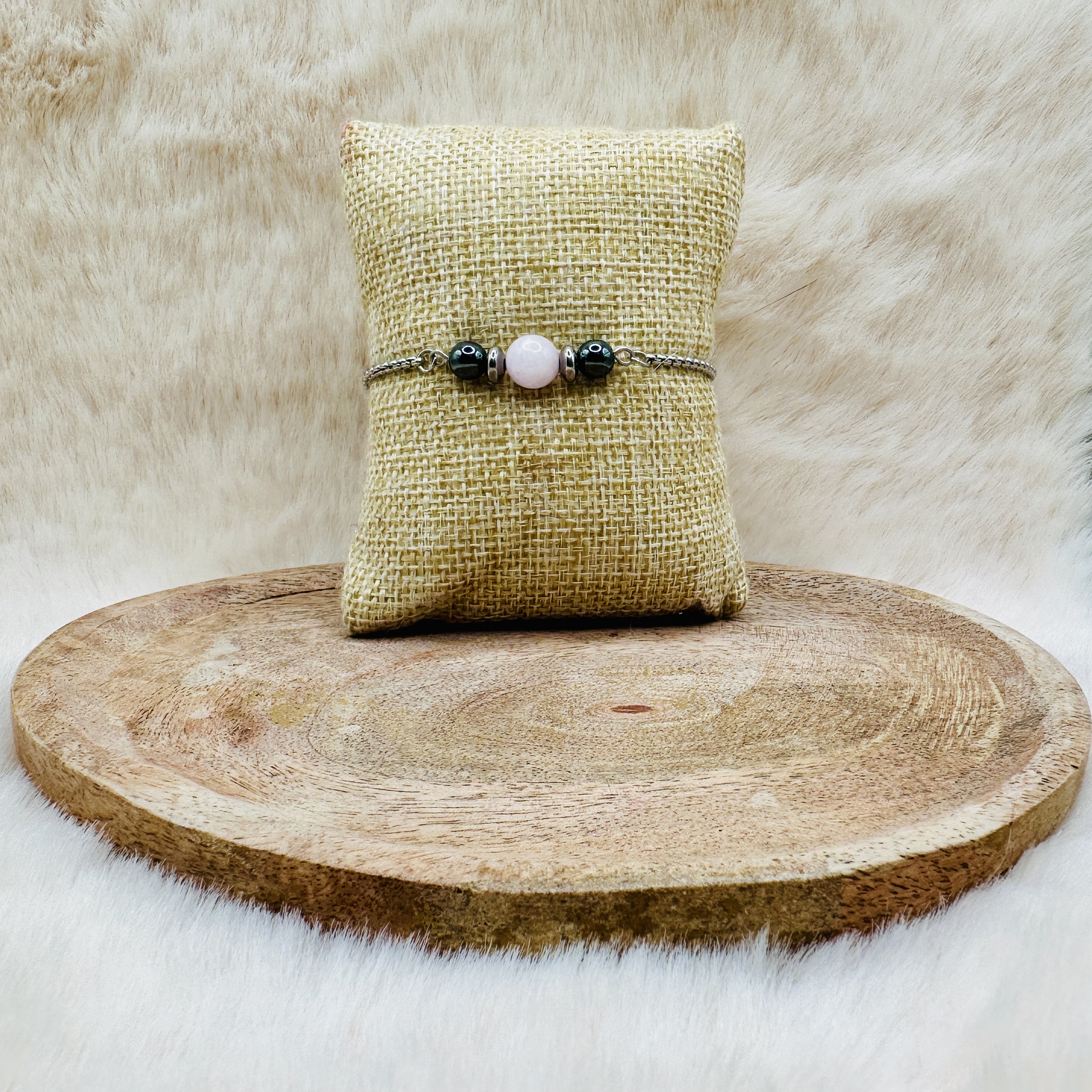 Bracelet réglable avec Hématite et Kunzite