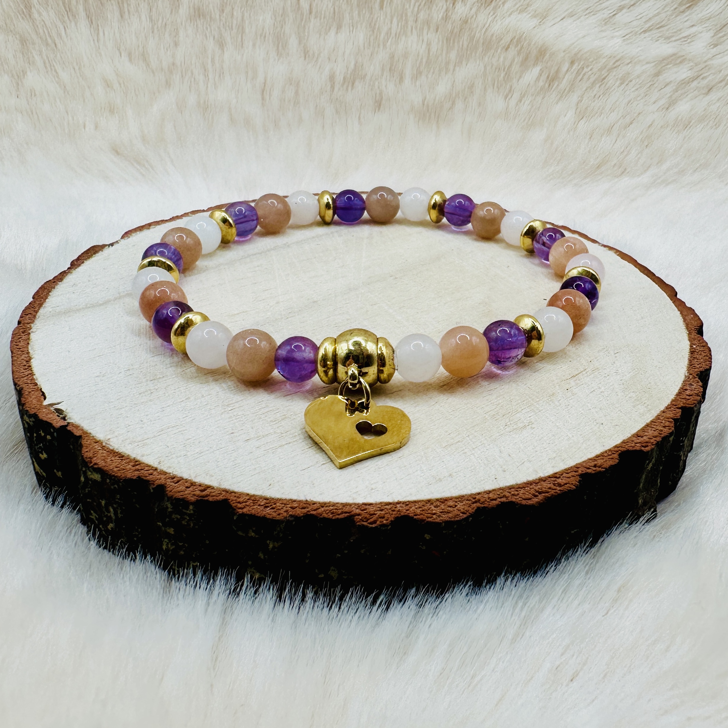 Bracelet Quartz rose, Quartz fraise et améthyste