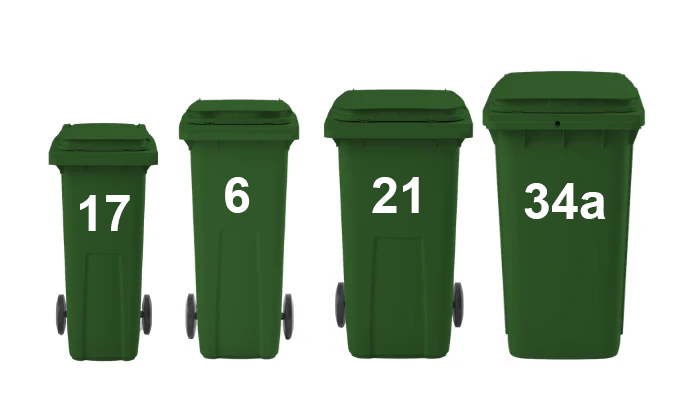 4x Wheelie bin numbers
