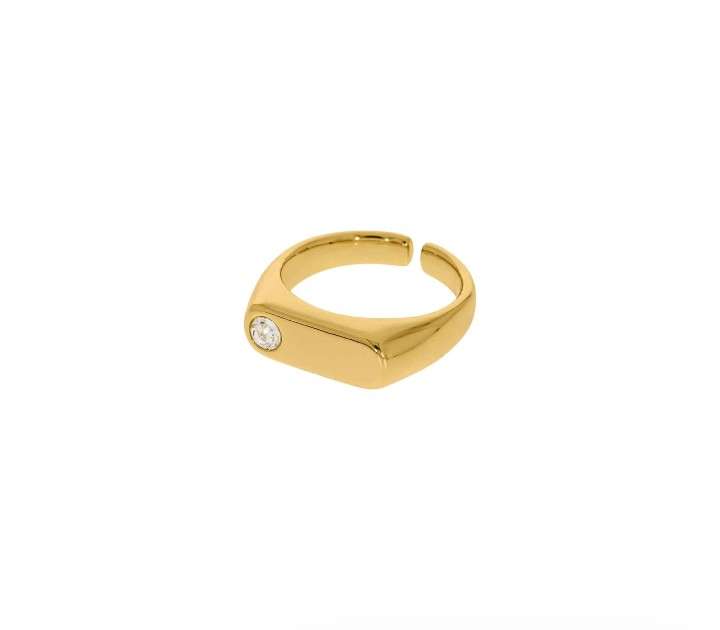 Anel Quadrado com Strass Ouro - An024