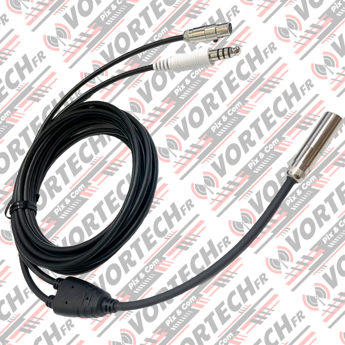 Câble de liaison casque PILOTE avec prise STILO / NEXUS pour radio