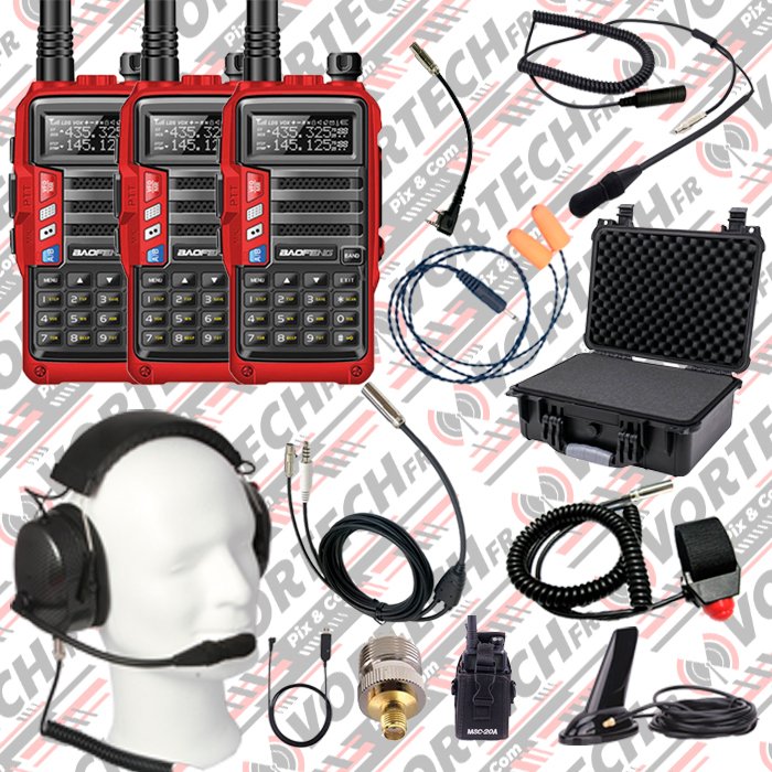 Kit 3 radio EARPLUG (Pilote + Spotter + Mécano + Caisse de transport)