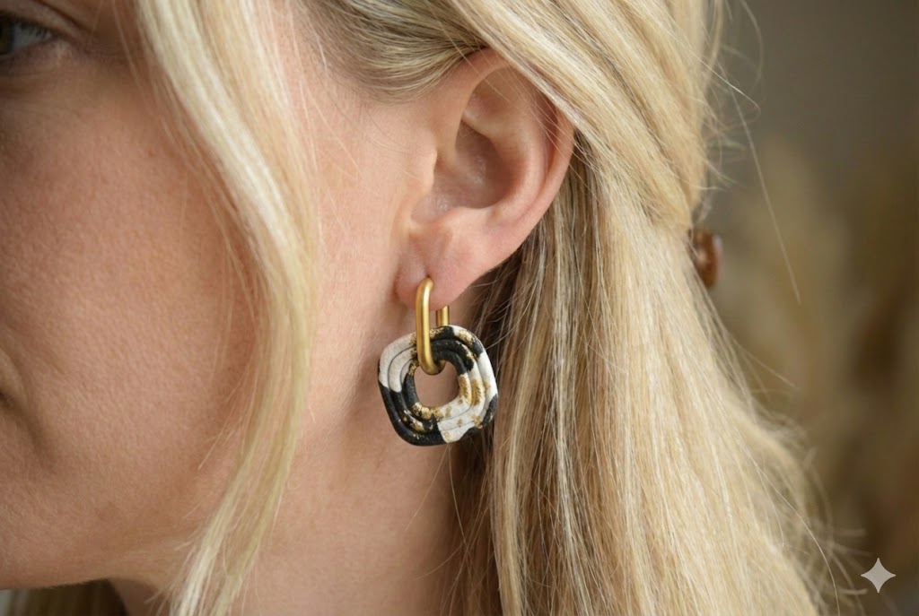 Boucles d'oreilles Fernande Collection Festives | Bijou Acier Inoxydable | Créateur Français | Fait Main en Ardèche | Argile Polymère Légère